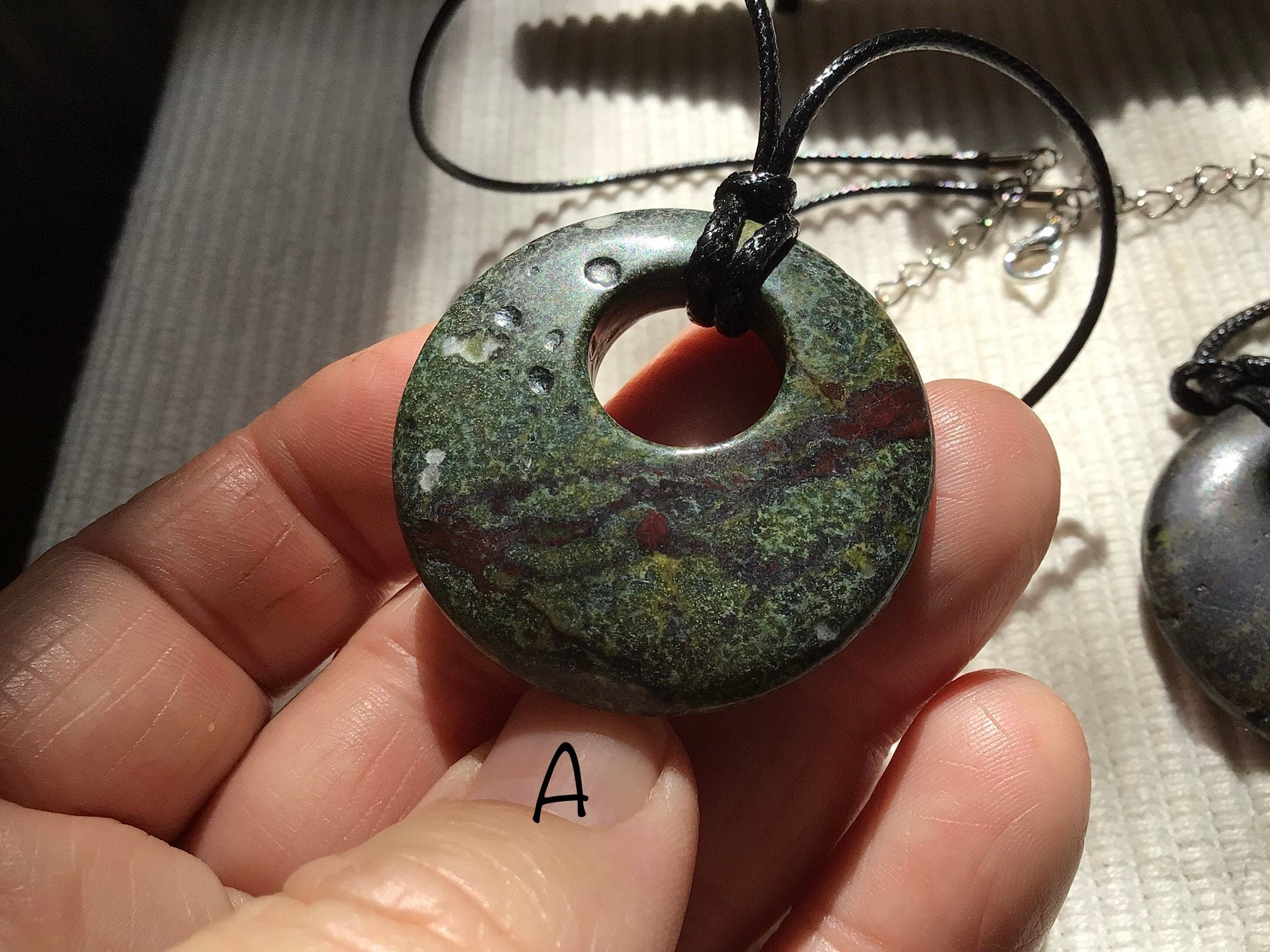 Dragons Blood Jasper Large Donut (Pi Stone) Pendant A