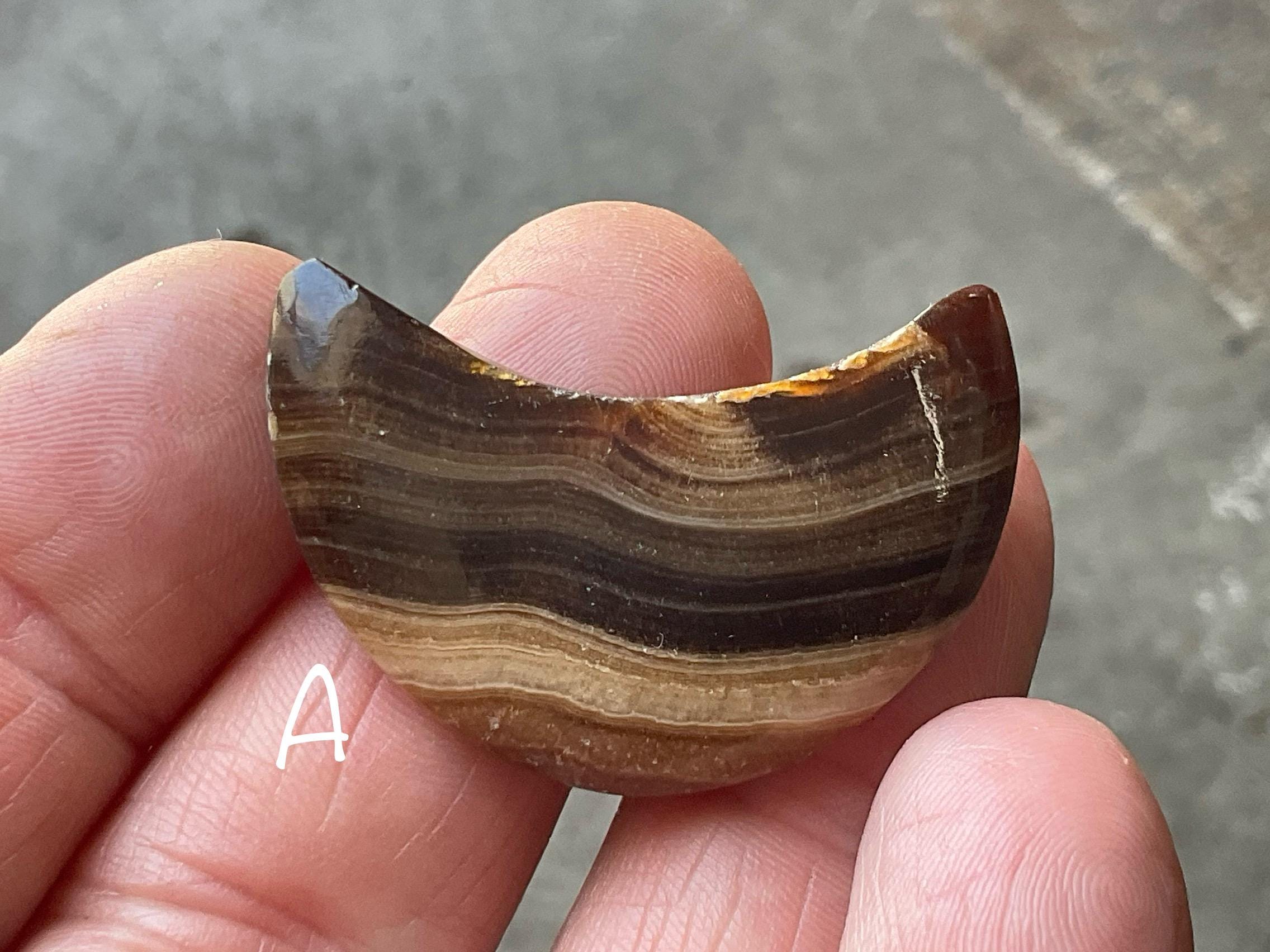 Chocolate Calcite Crescent Moon Carving A