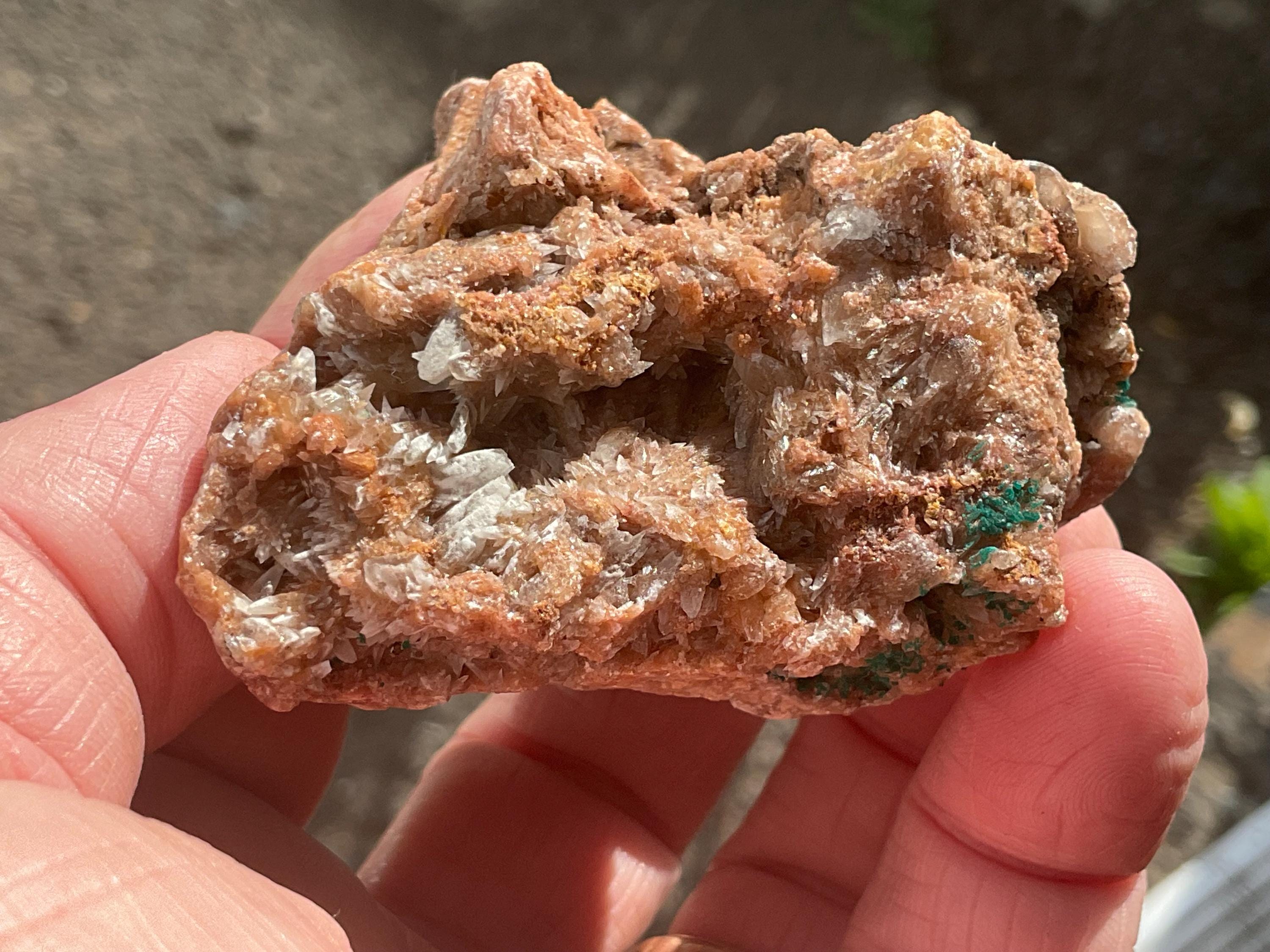 194g Malachite and Selenite on Dolomite Matrix Specimen 1A from Morocco