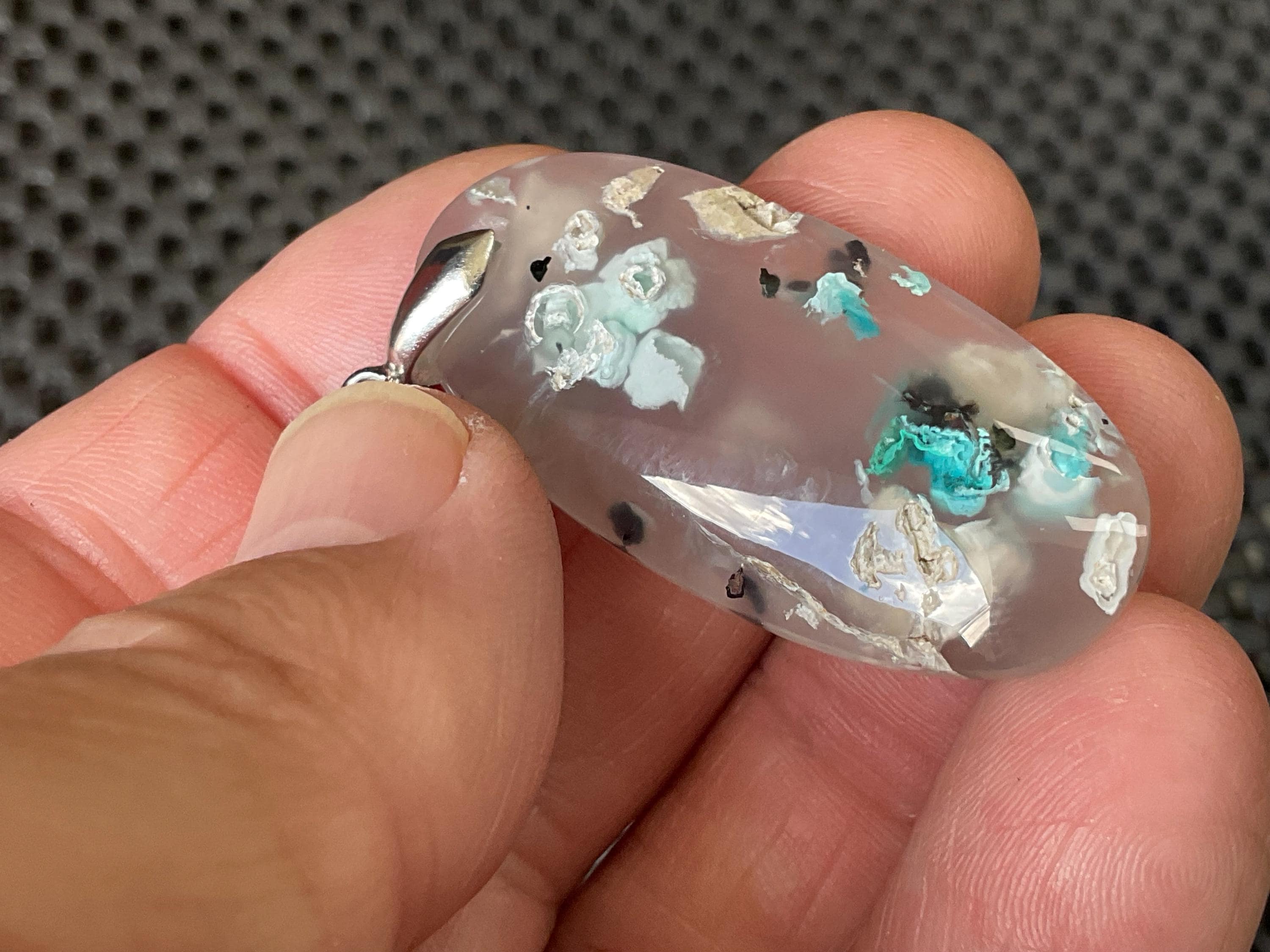 10g Natural Chrysocolla in Chalcedony Pendant 2B