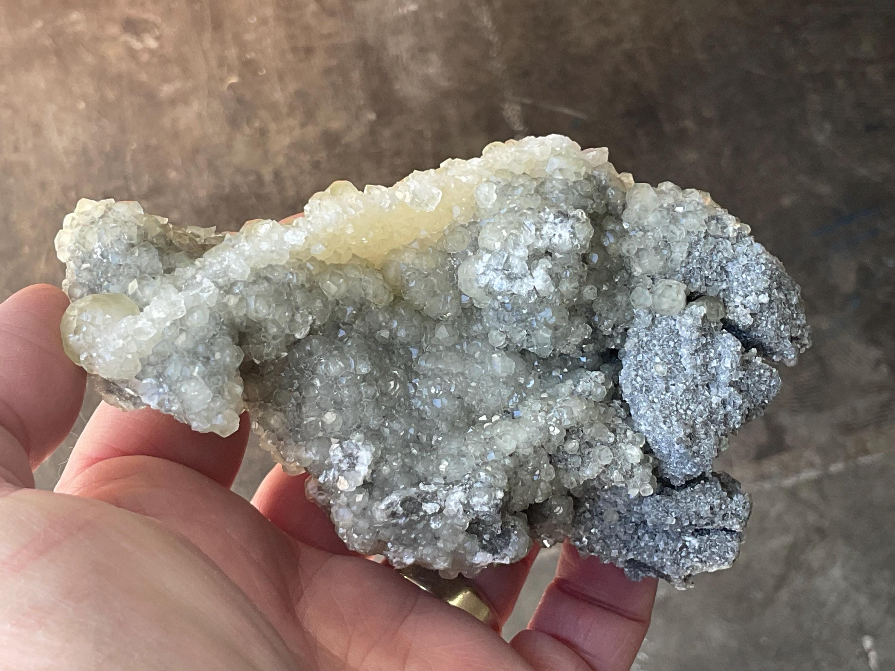 290g Yellow Botryoidal Calcite on Sphalerite Specimen 3C