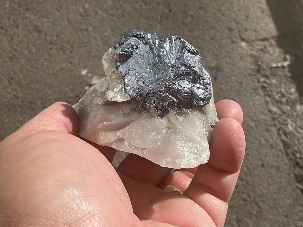 210g Base Cut Australian Molybdenite on Quartz Specimen