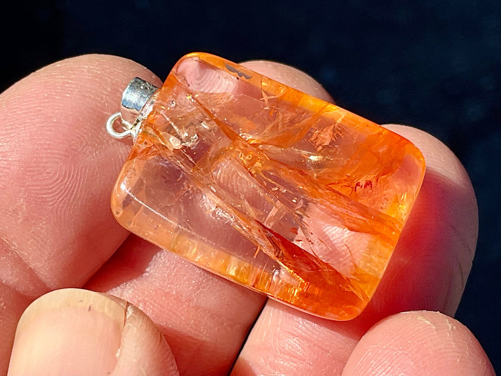 Fire Quartz Pillow Cabochon Pendant 1B
