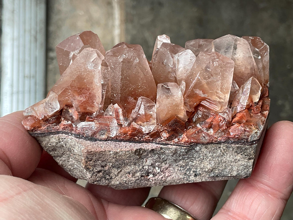 254g Blocky Calcite on Hematite Quartzite Specimen 2B from Hubei, China