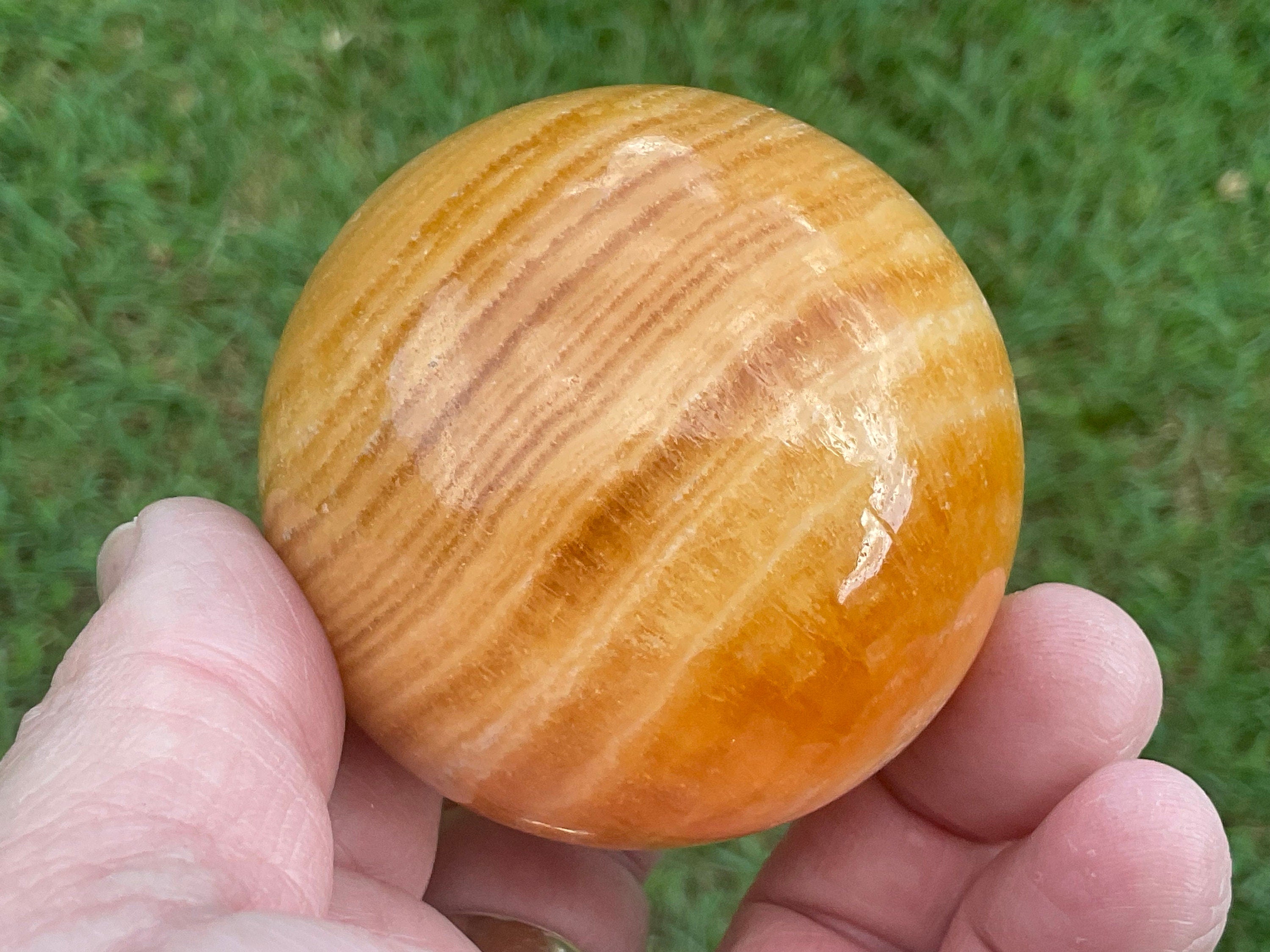 280g “Orange Fire Calcite” Sphere 1C