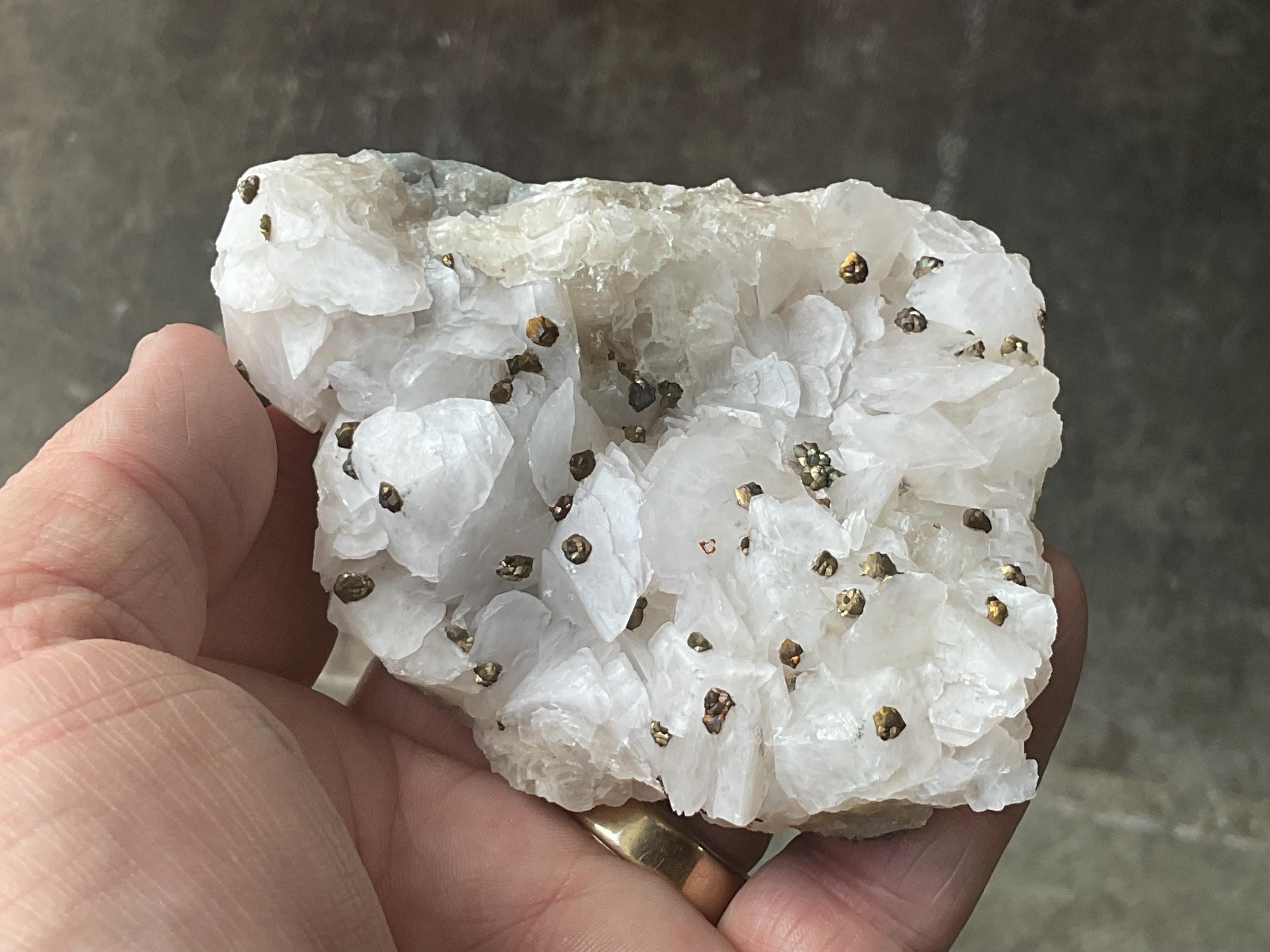 232g Pyrite on Calcite Specimen B from Hunnan, China