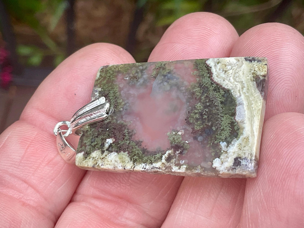 10g Moss Agate Rectangular Pendant