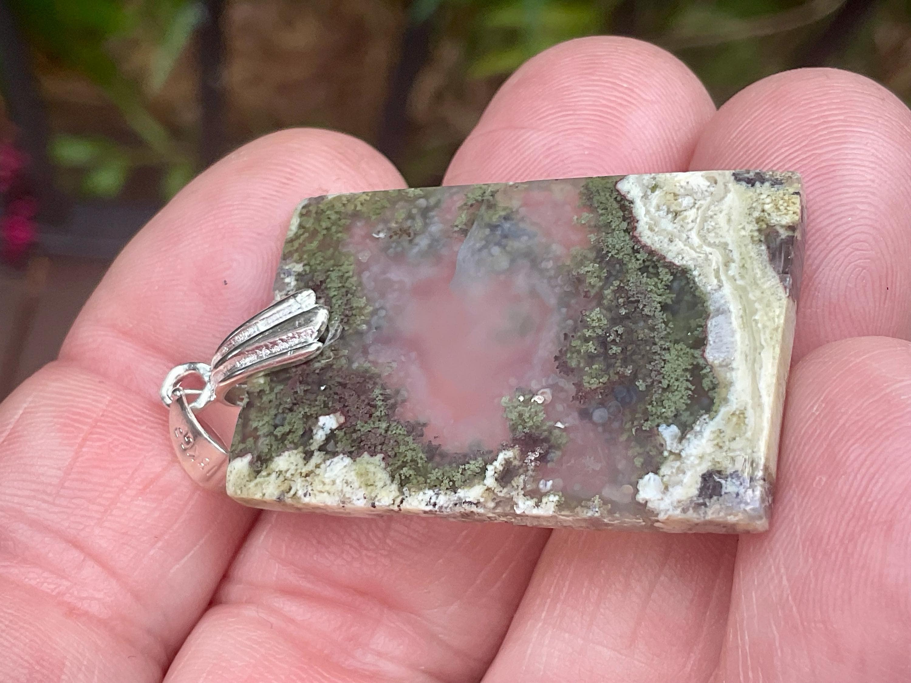 10g Moss Agate Rectangular Pendant