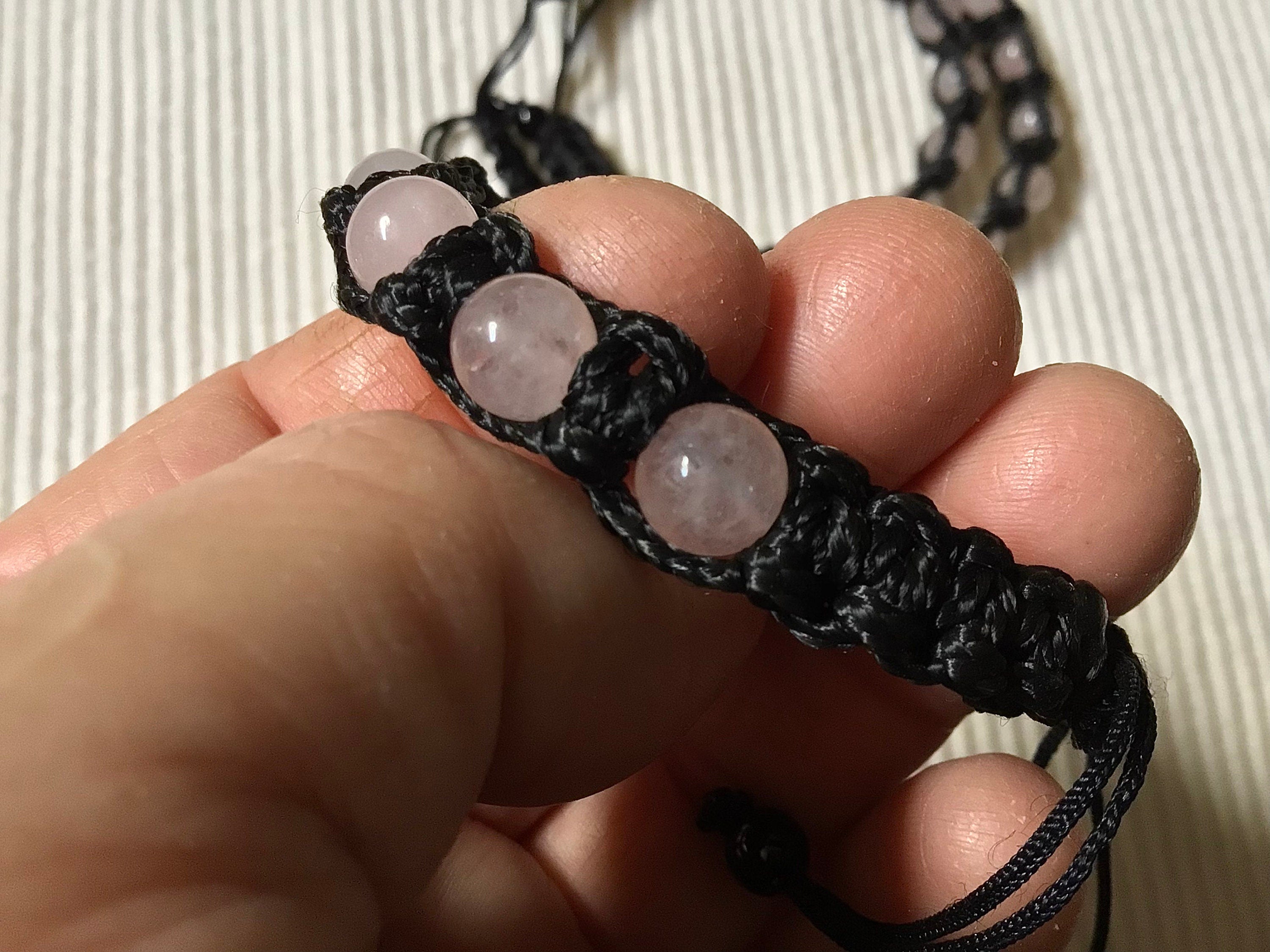 Rose Quartz 8mm Bead Adjustable Macramé Bracelet