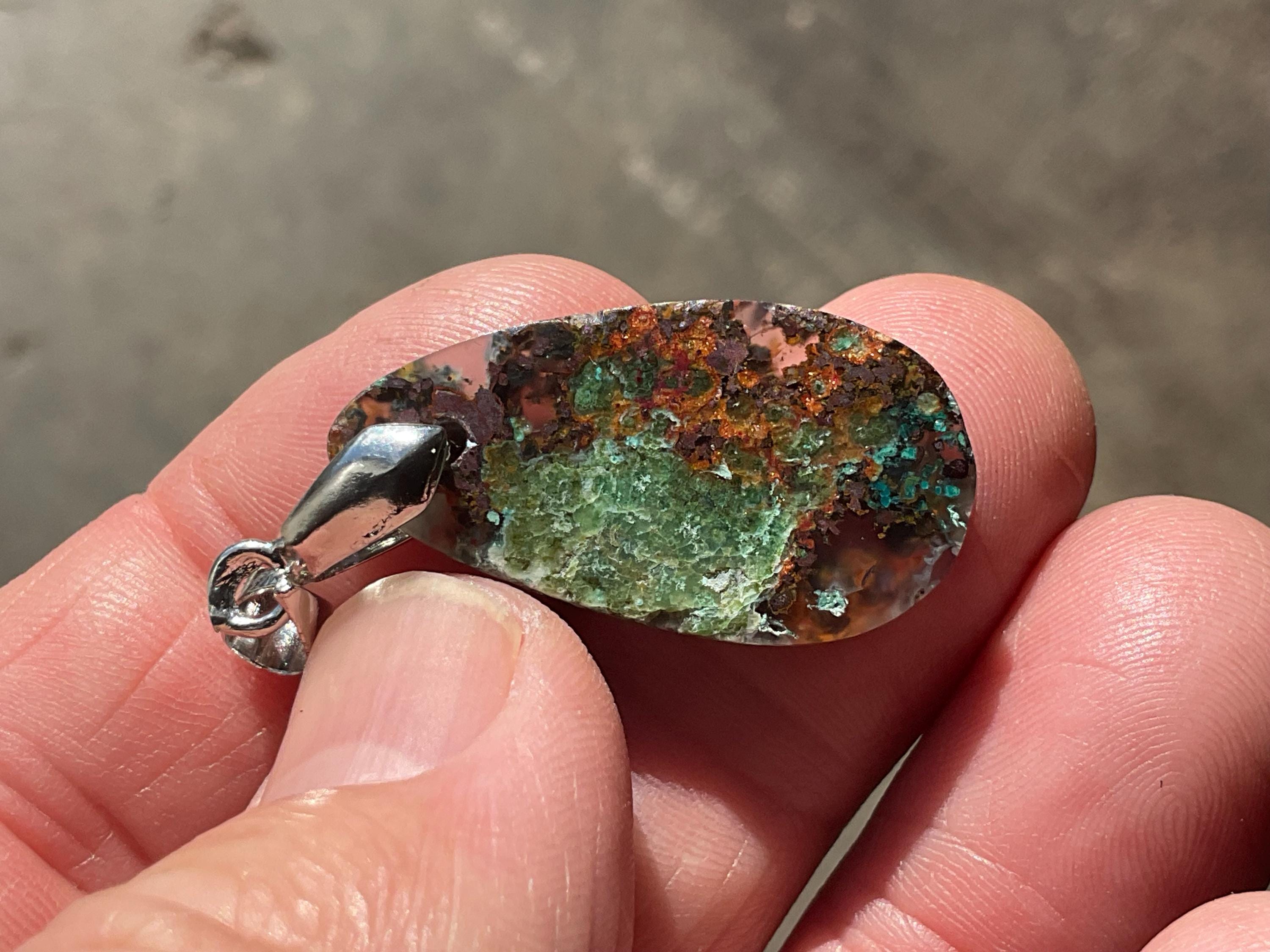 4g Native Copper and Chrysocolla in Chalcedony Pendant 3B