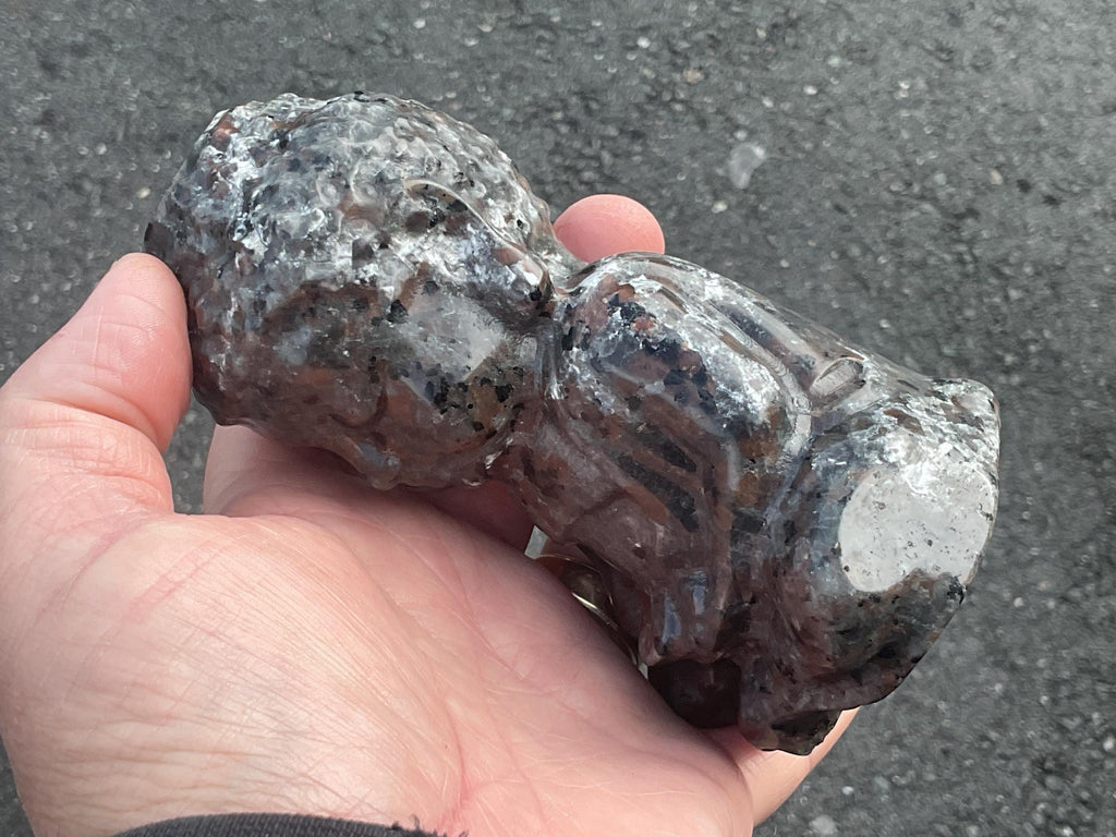 580g Syenite with Sodalite (Yooperlite) Buddha Carving A