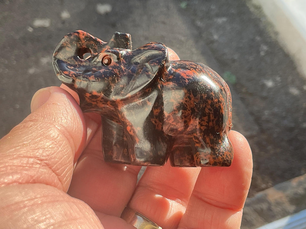 70g Mahogany Obsidian Elephant Carving A