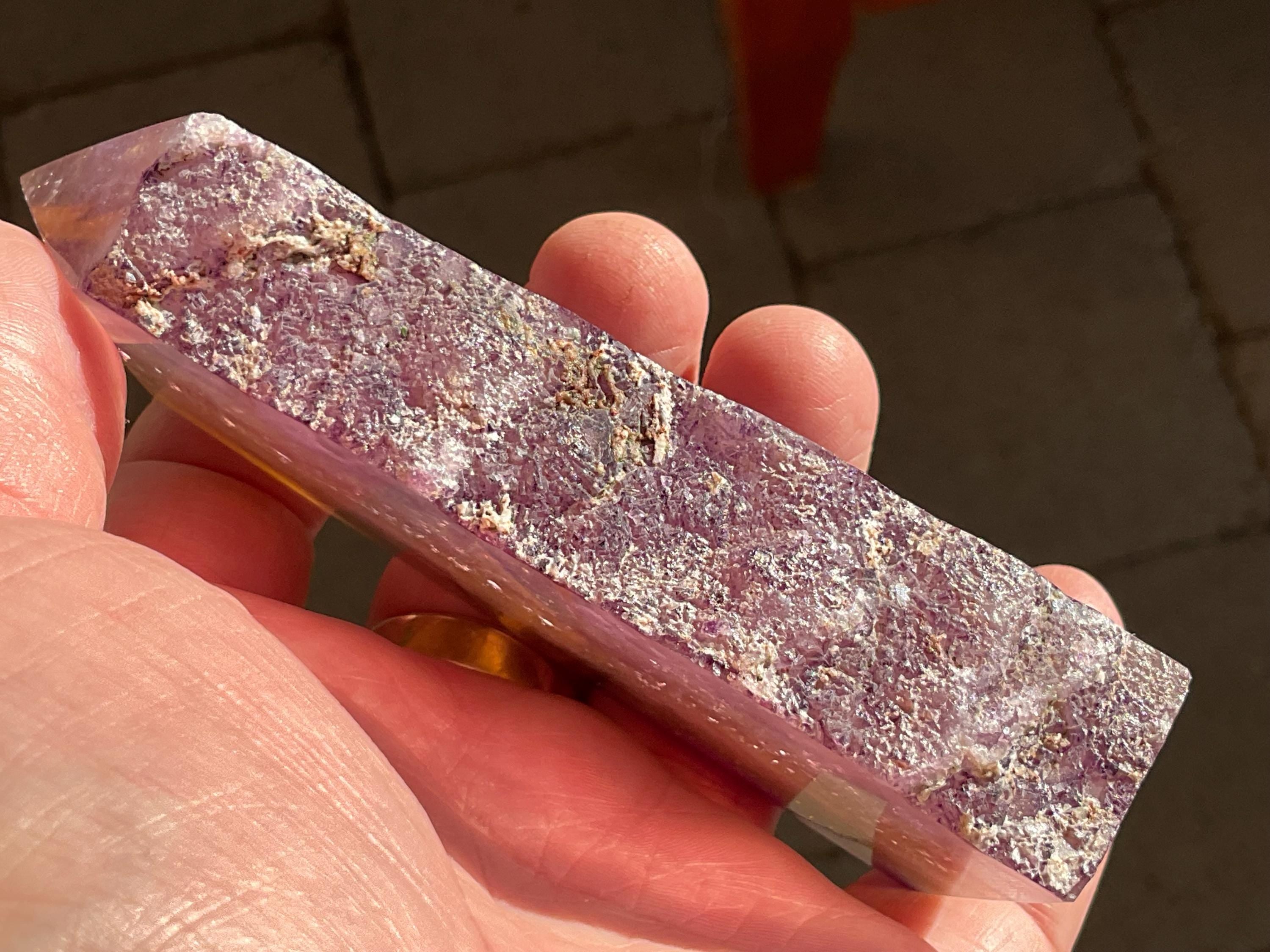 265g Rainbow Fluorite Polished/Rough Freeform Piece 2A