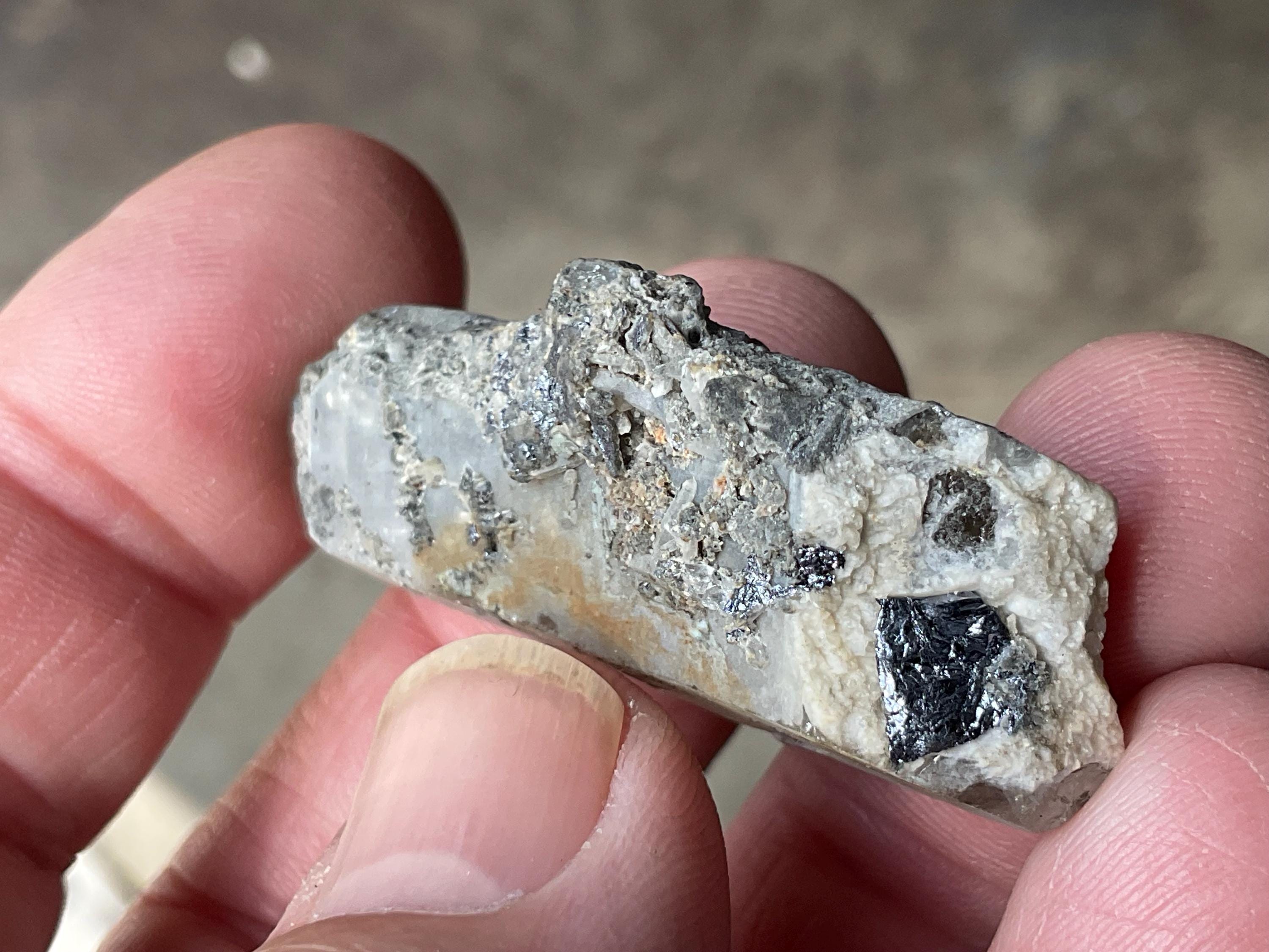 16g Molybdenite on Quartz Point Specimen 1B from Deepwater, Australia