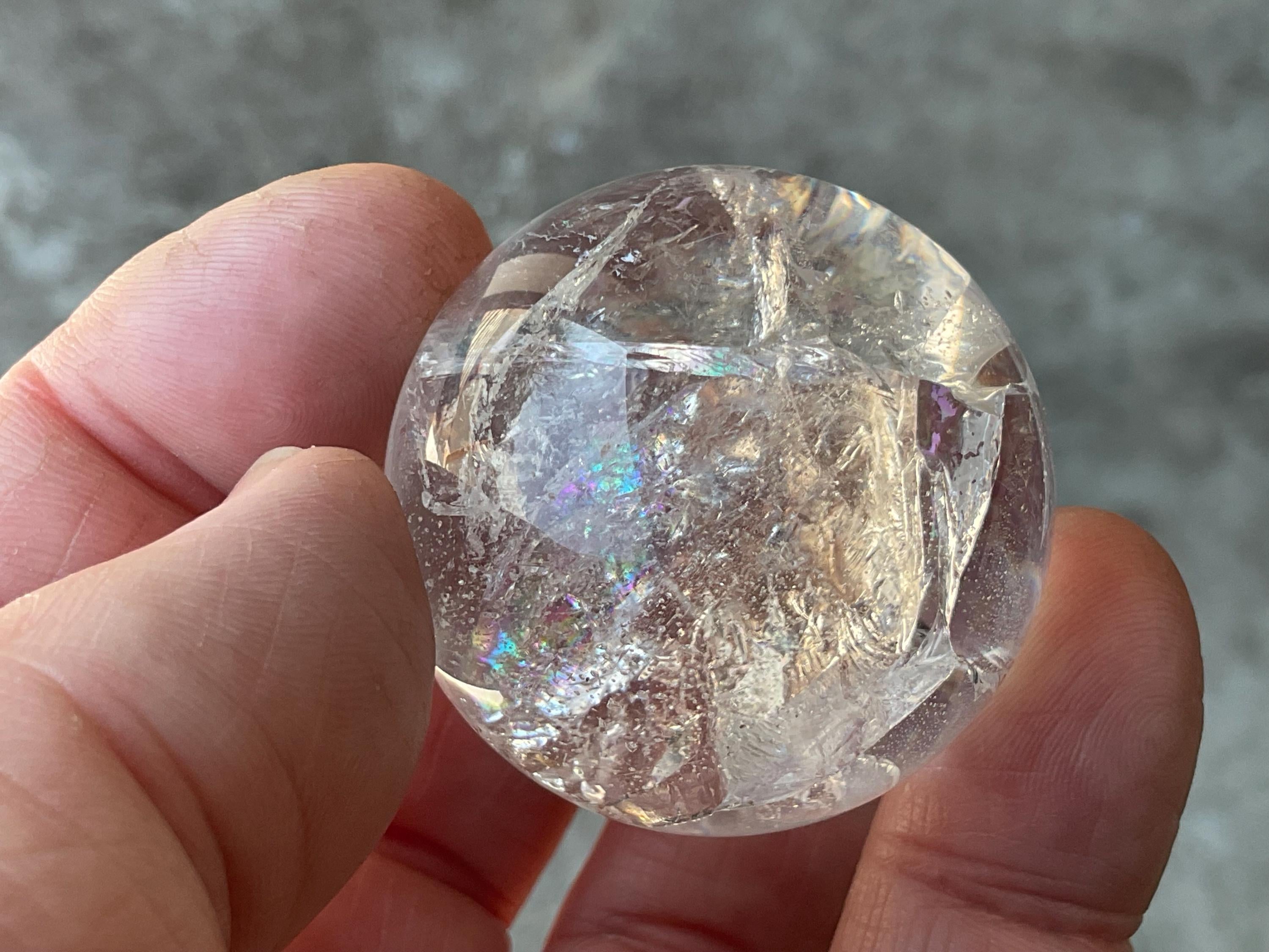 74g Clear Quartz Sphere with Rainbows 2B