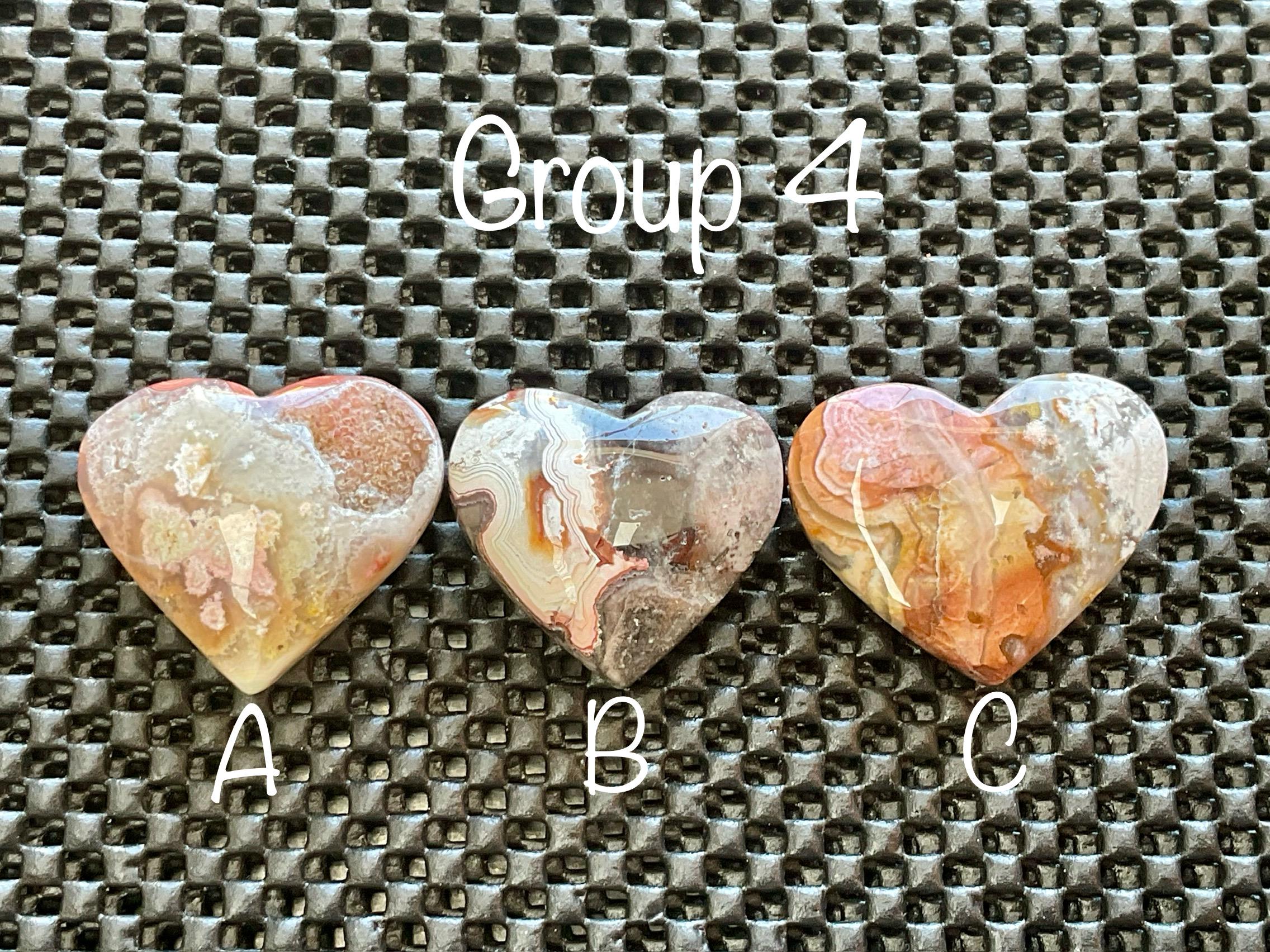 Mexican Crazy Lace Agate Heart Group 4