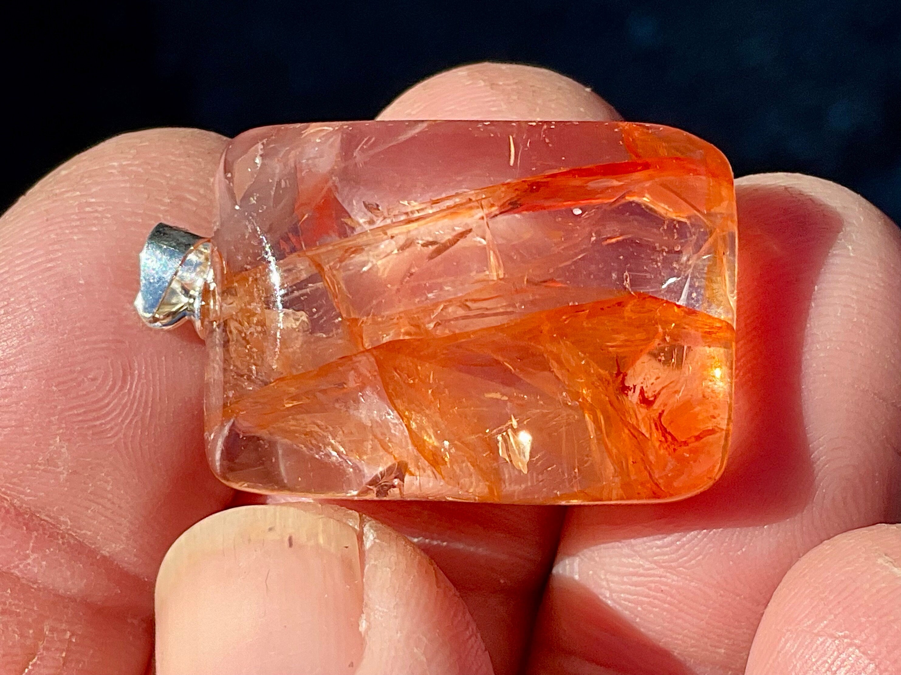 Fire Quartz Pillow Cabochon Pendant 1B