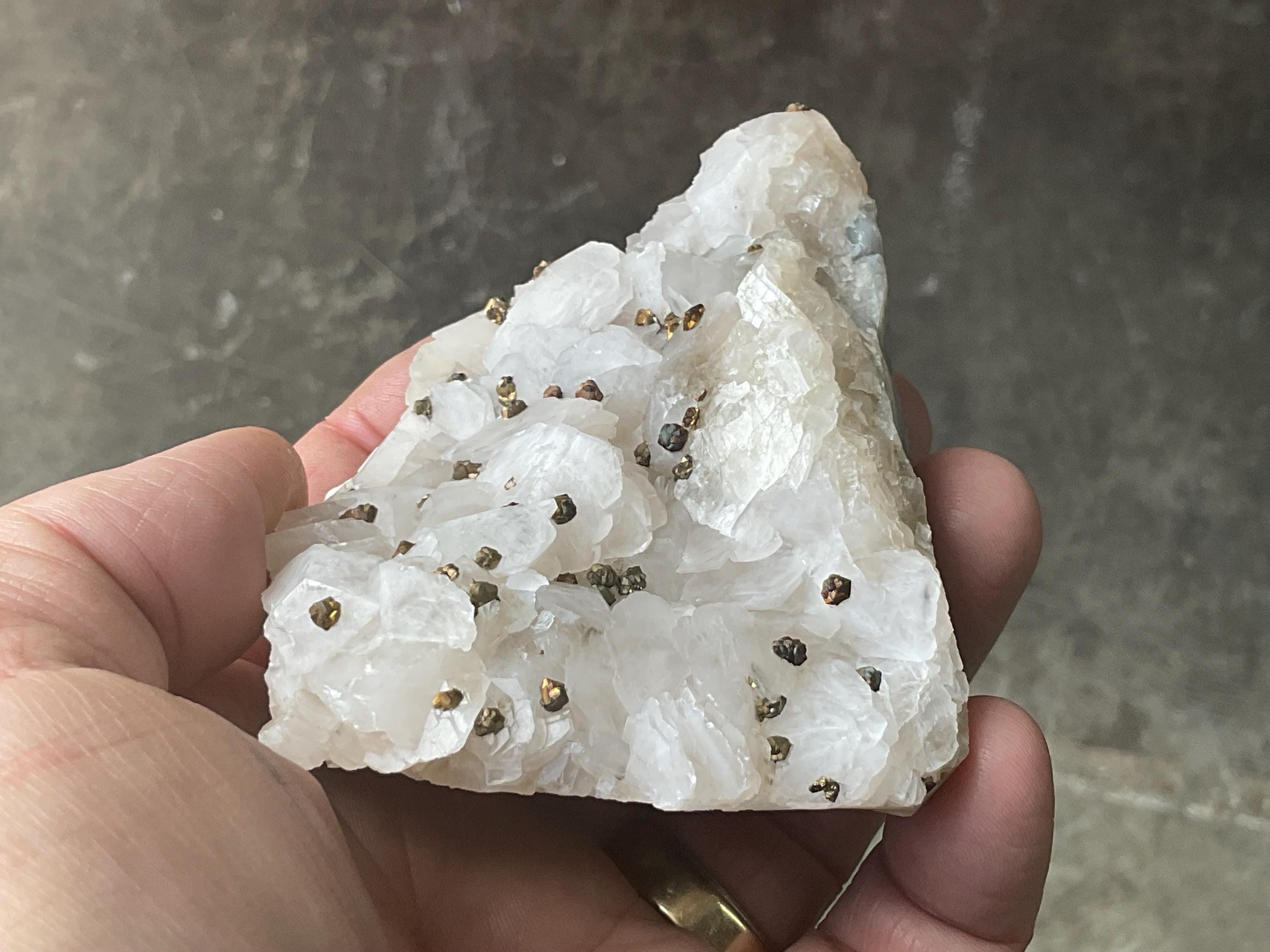 232g Pyrite on Calcite Specimen B from Hunnan, China