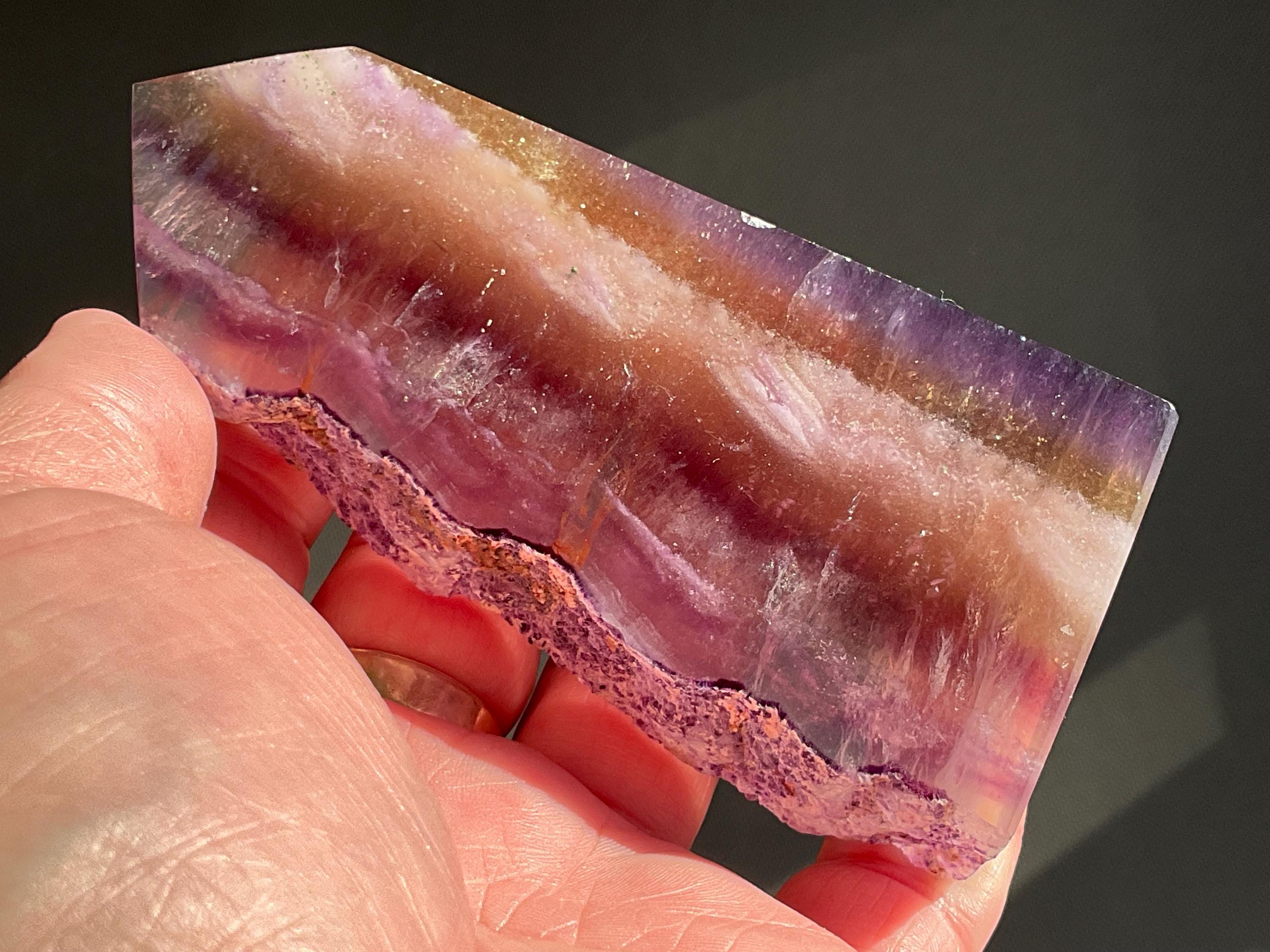 265g Rainbow Fluorite Polished/Rough Freeform Piece 2A