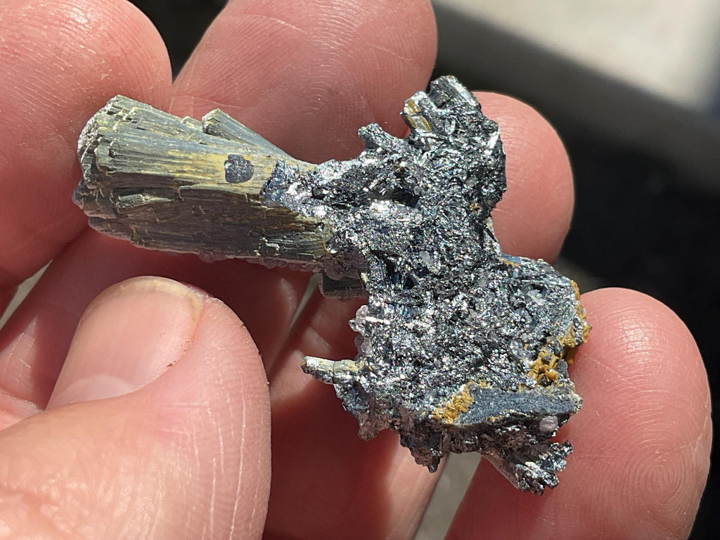10g Fluorite on Stibnite Specimen 1B from Jiangxi, China