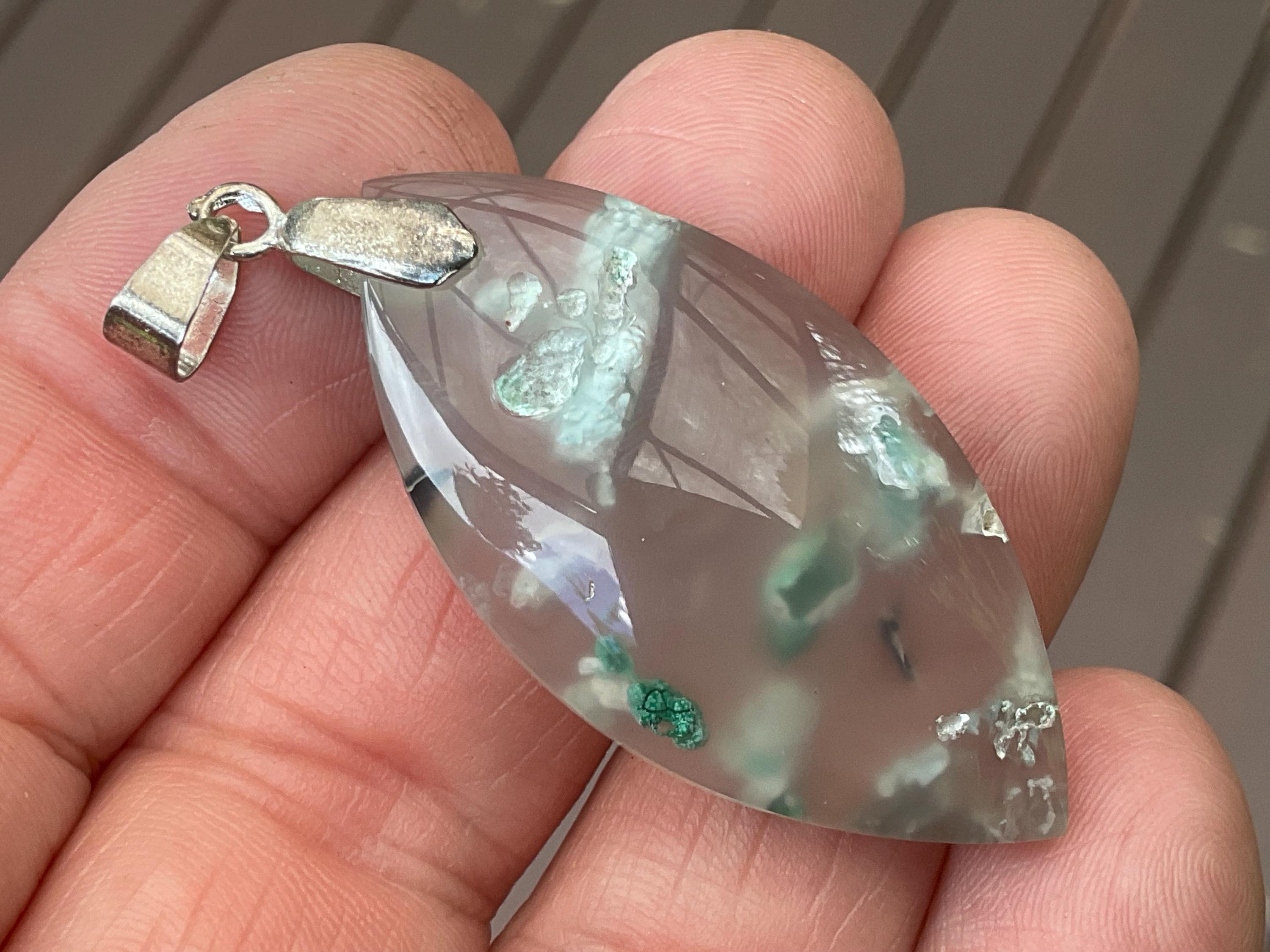 10g Chrysocolla in Chalcedony Pendant 1B