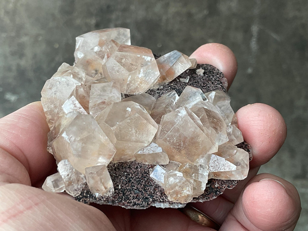 134g Blocky Calcite on Hematite Quartzite Specimen 1A from Hubei, China