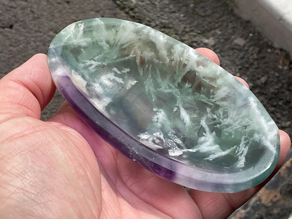 260g Rainbow Fluorite Feather Bowl 1A