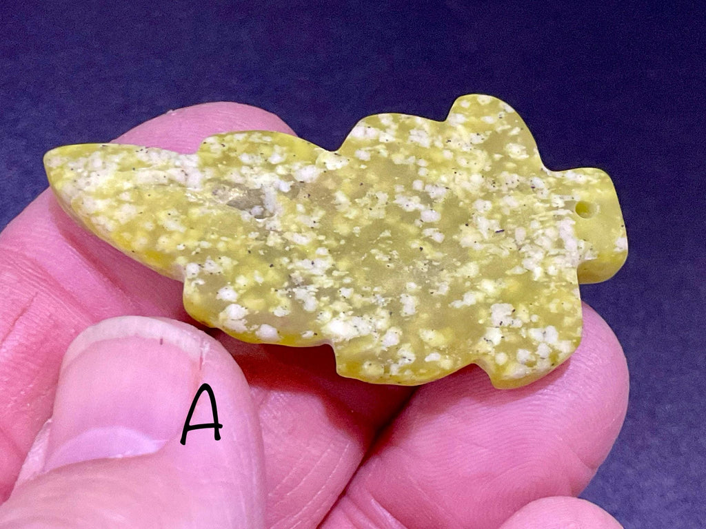 Lime Green Pakistan Asterite Drilled Leaf Pendant Group 2