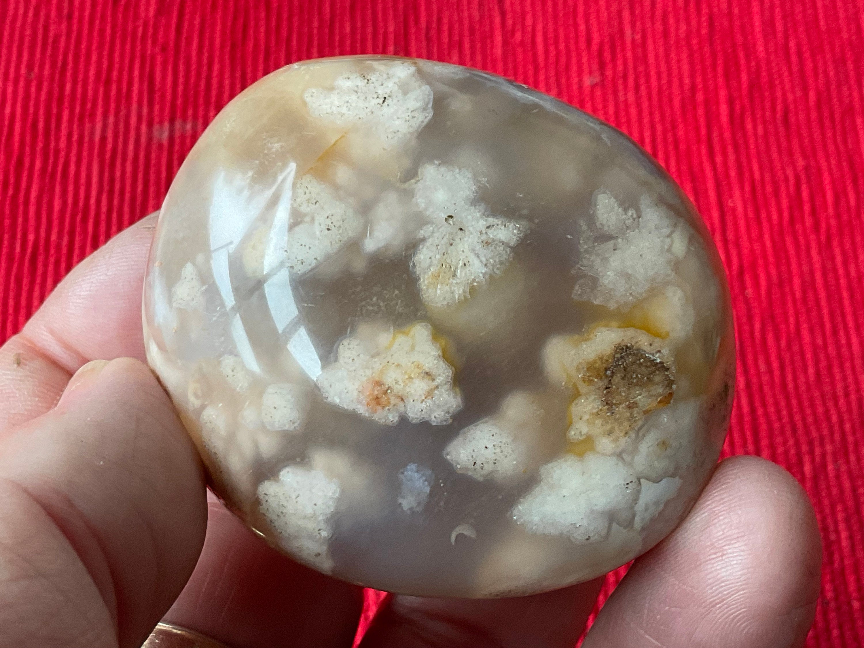 122g Flower Agate Palmstone 9B