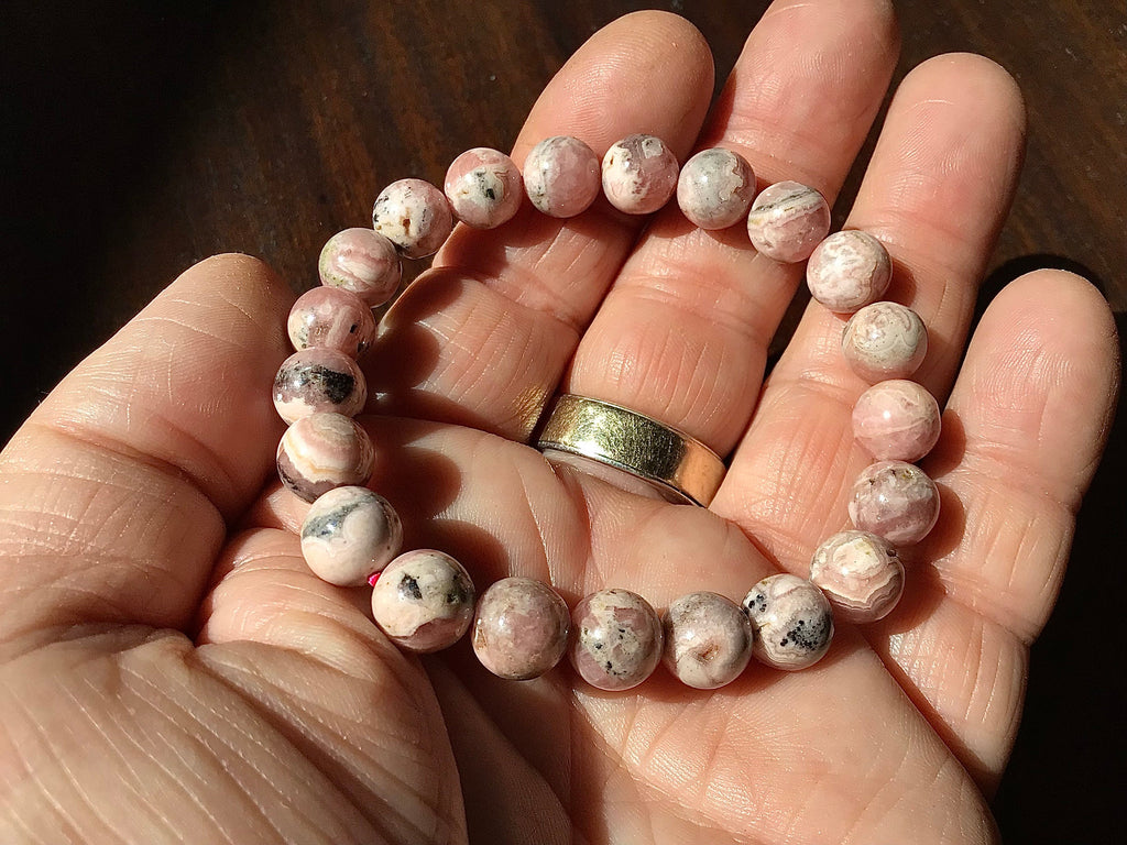 8mm Rhodochrosite Bead Bracelet (21 beads) C