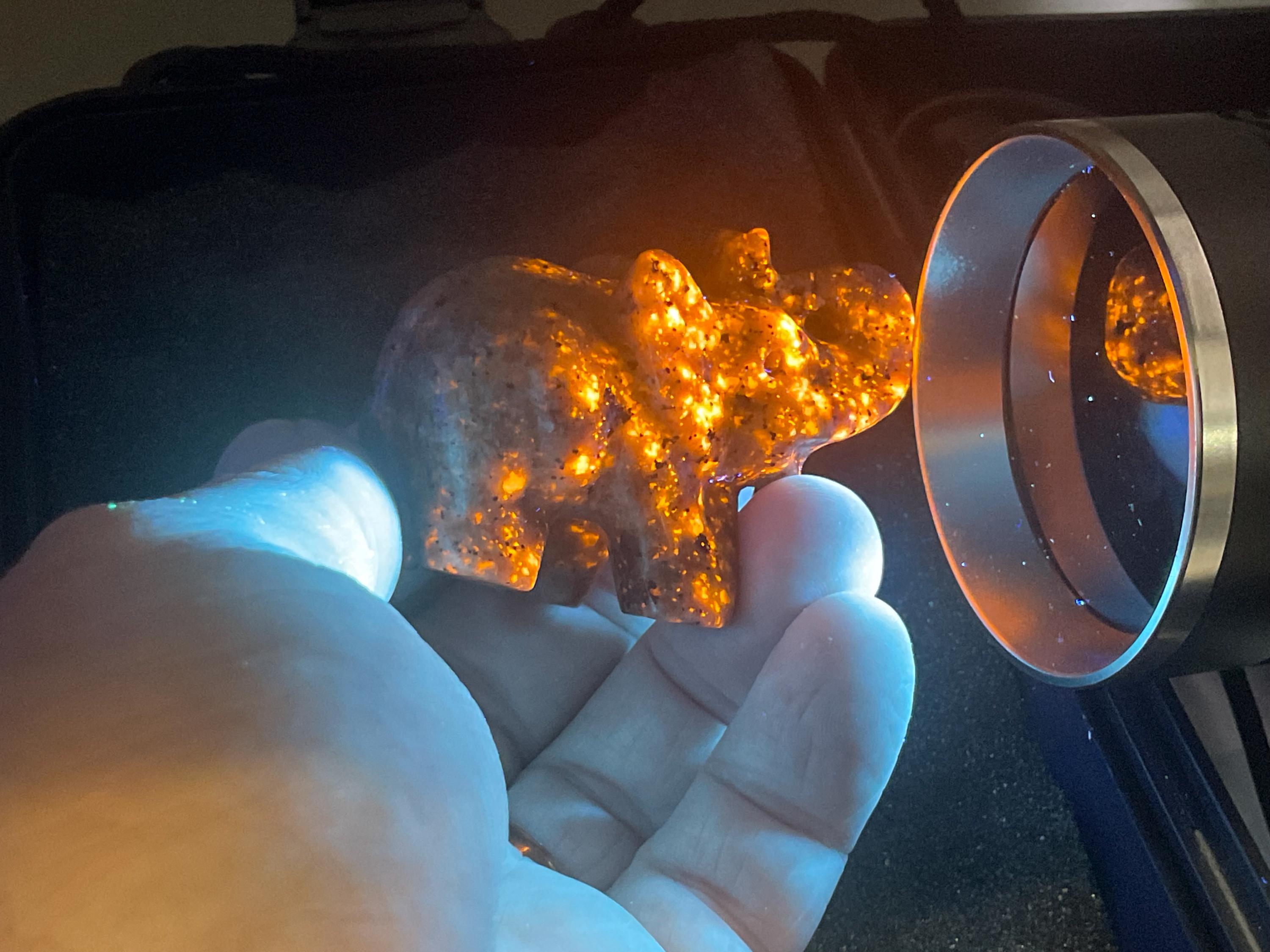 76g Syenite with Sodalite (Yooperlite) Elephant Carving B