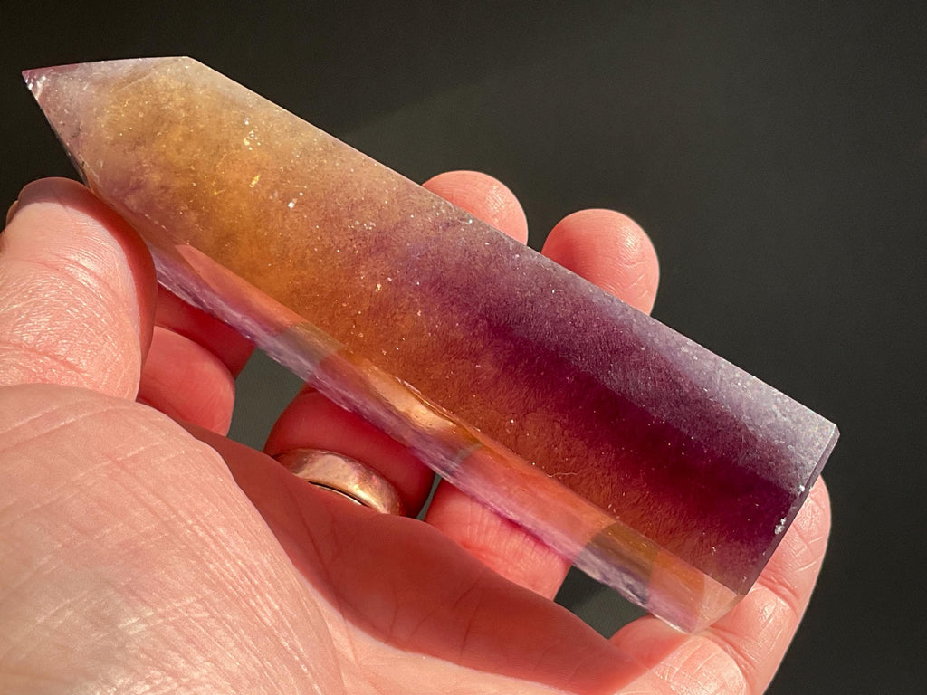 265g Rainbow Fluorite Polished/Rough Freeform Piece 2A