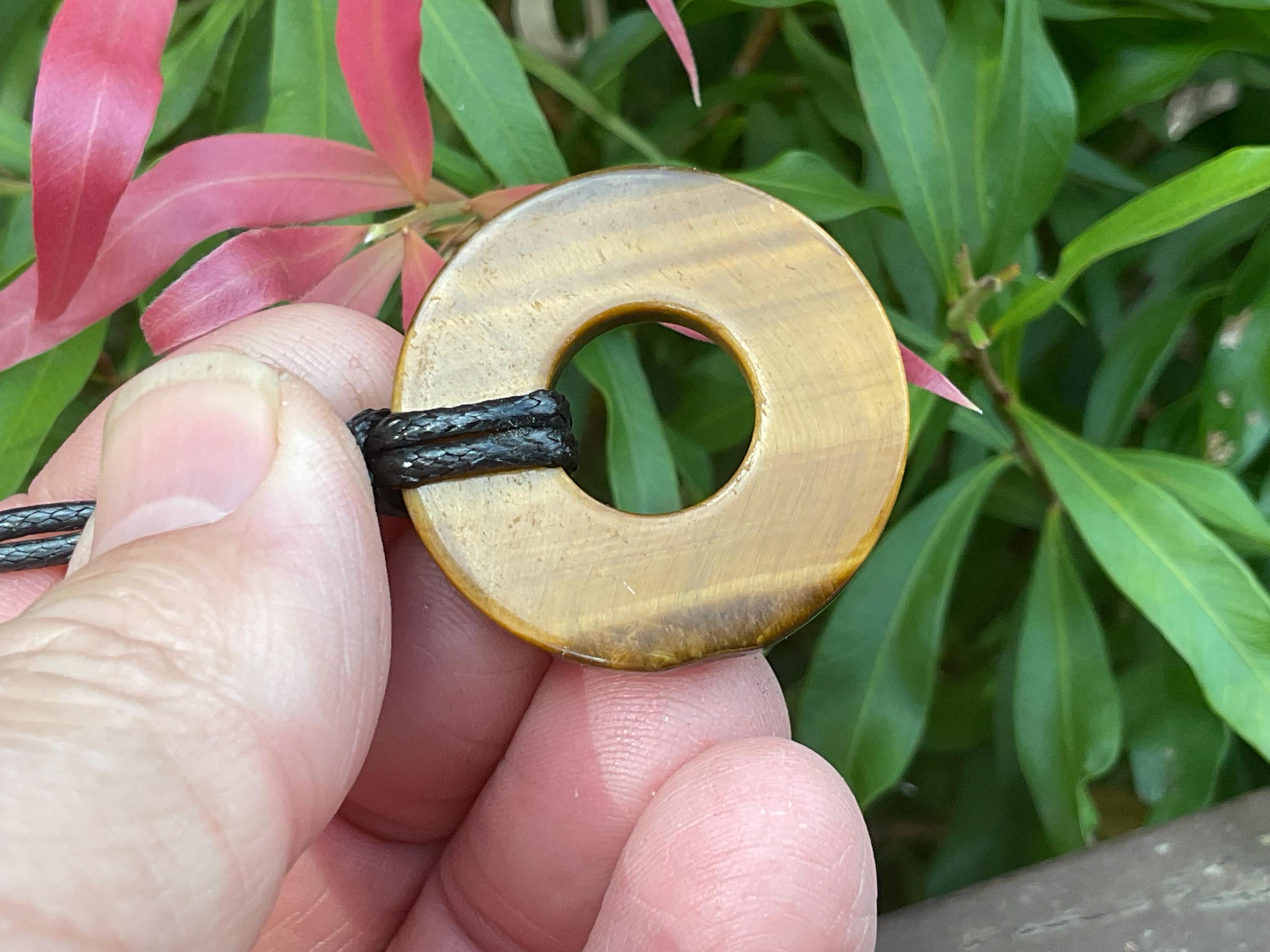 Tiger Eye Donut Flower Pendant A