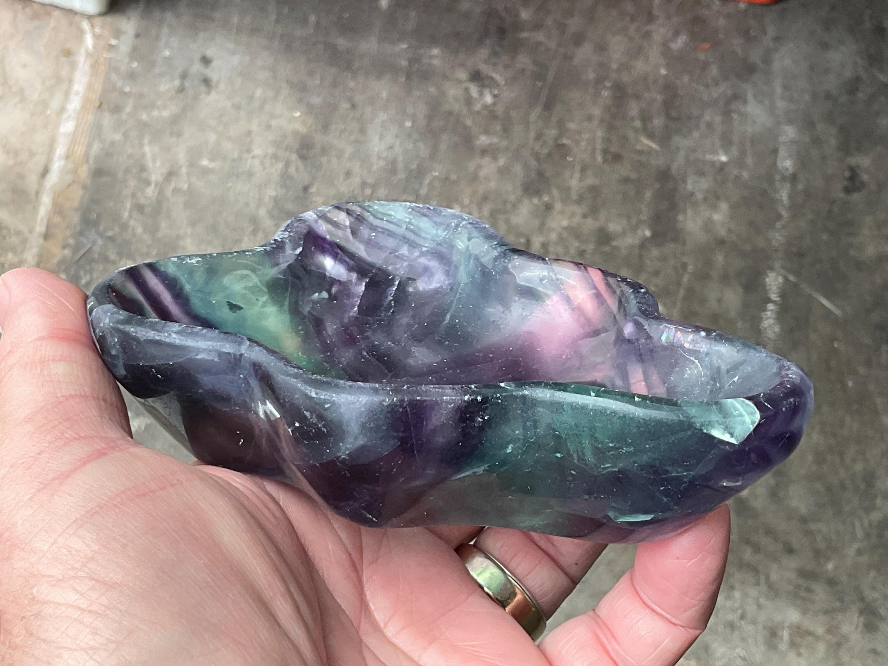 434g Rainbow Fluorite Freeform Bowl 3B