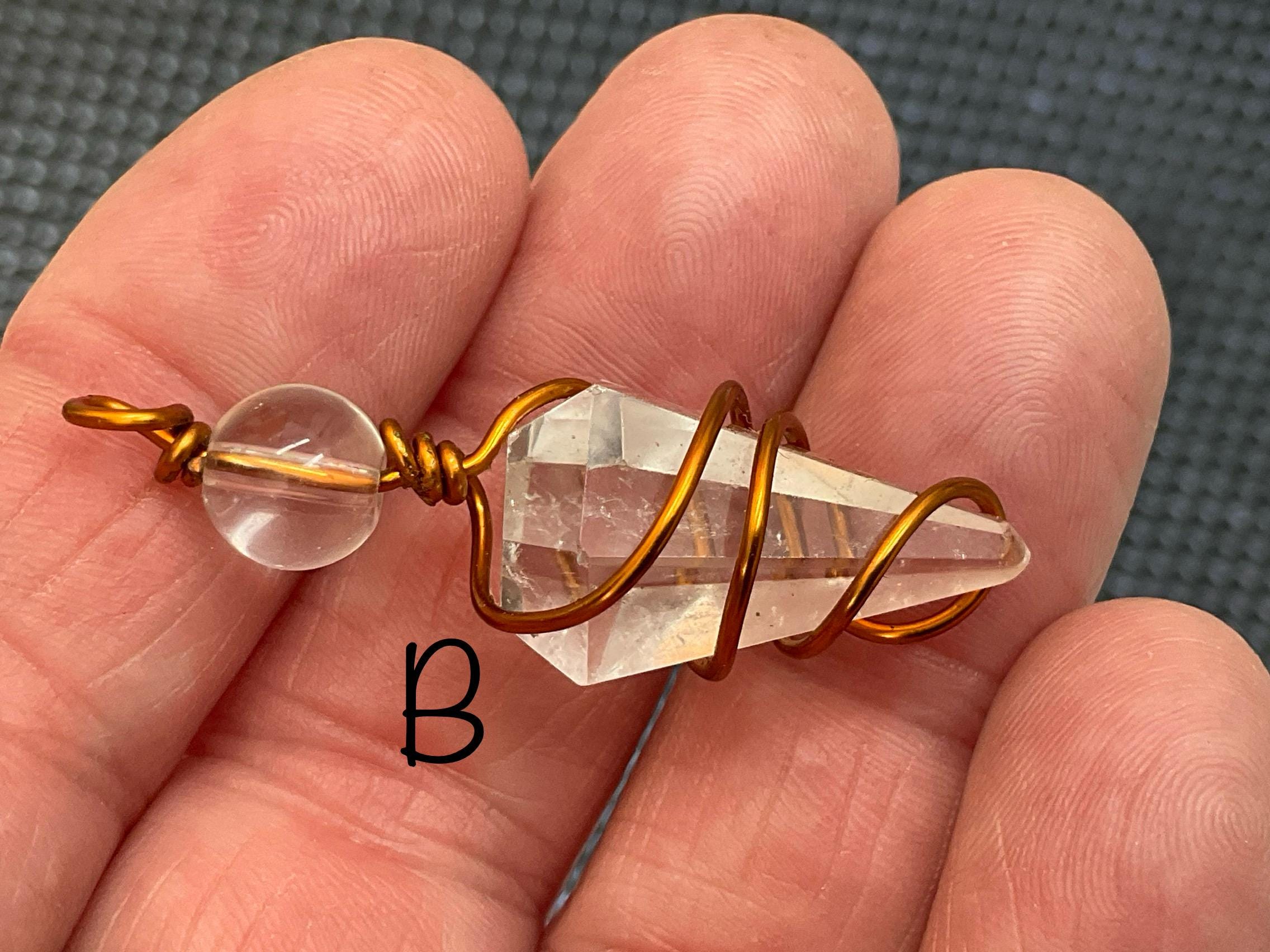 Clear Quartz Pendulum Copper Wire Wrapped Pendant Group 4
