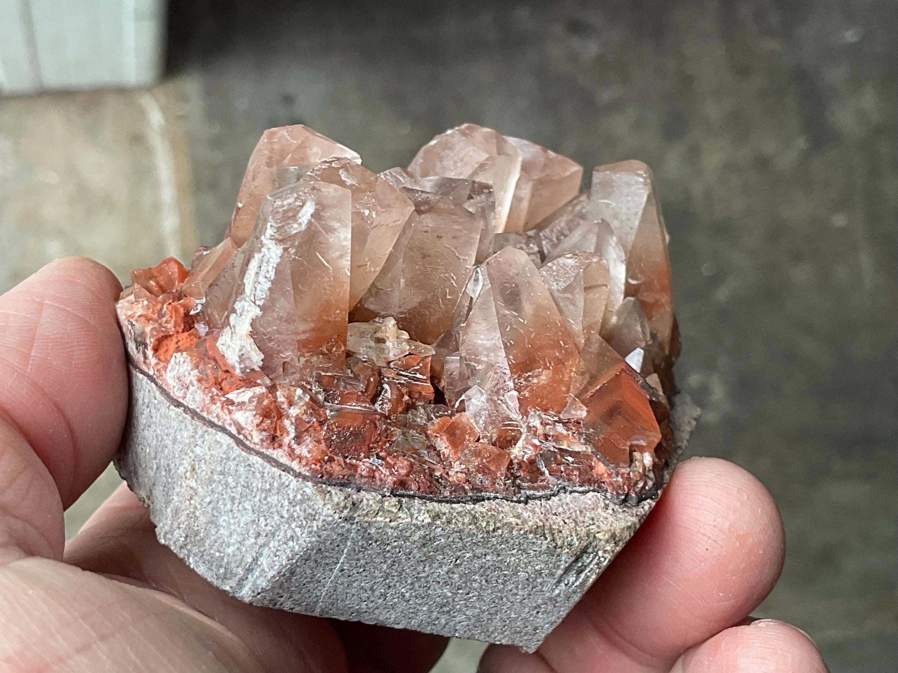 254g Blocky Calcite on Hematite Quartzite Specimen 2B from Hubei, China