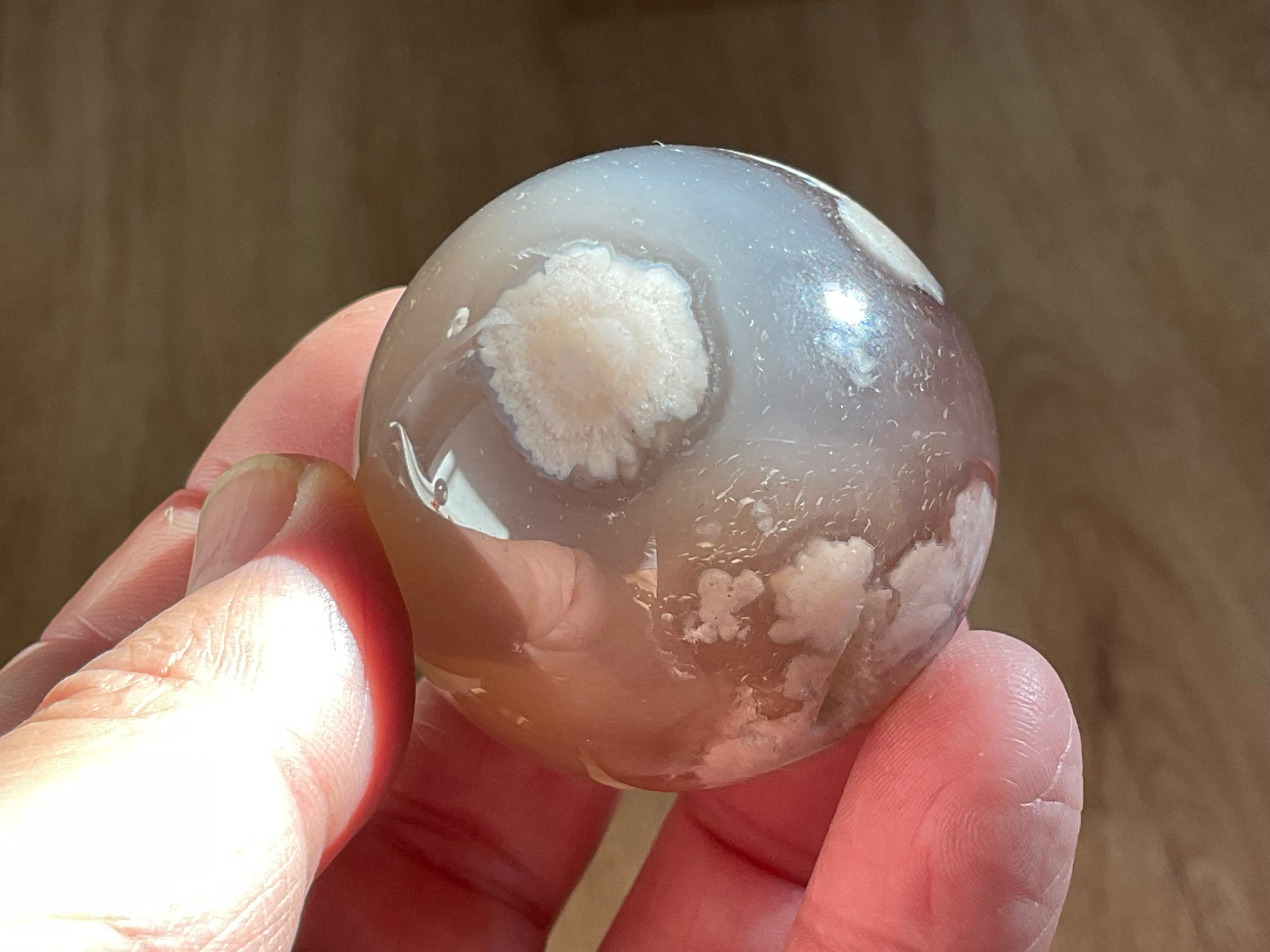 129g Flower Agate Sphere 4A