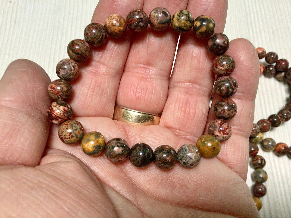 Red Leopard Skin Jasper 8mm Bead Bracelet