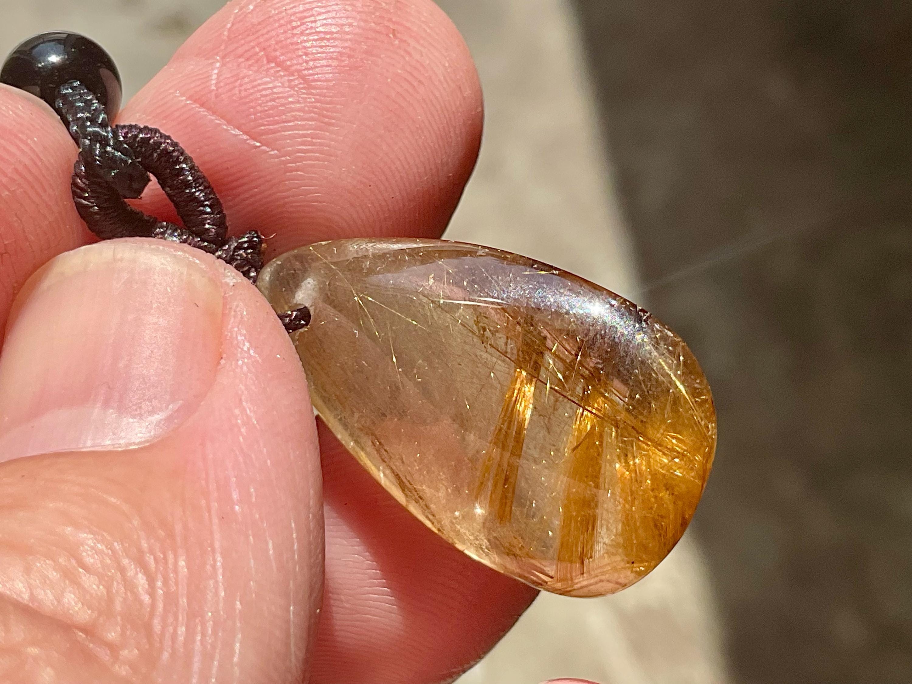 Golden Rutile Teardrop Adjustable Pendant C
