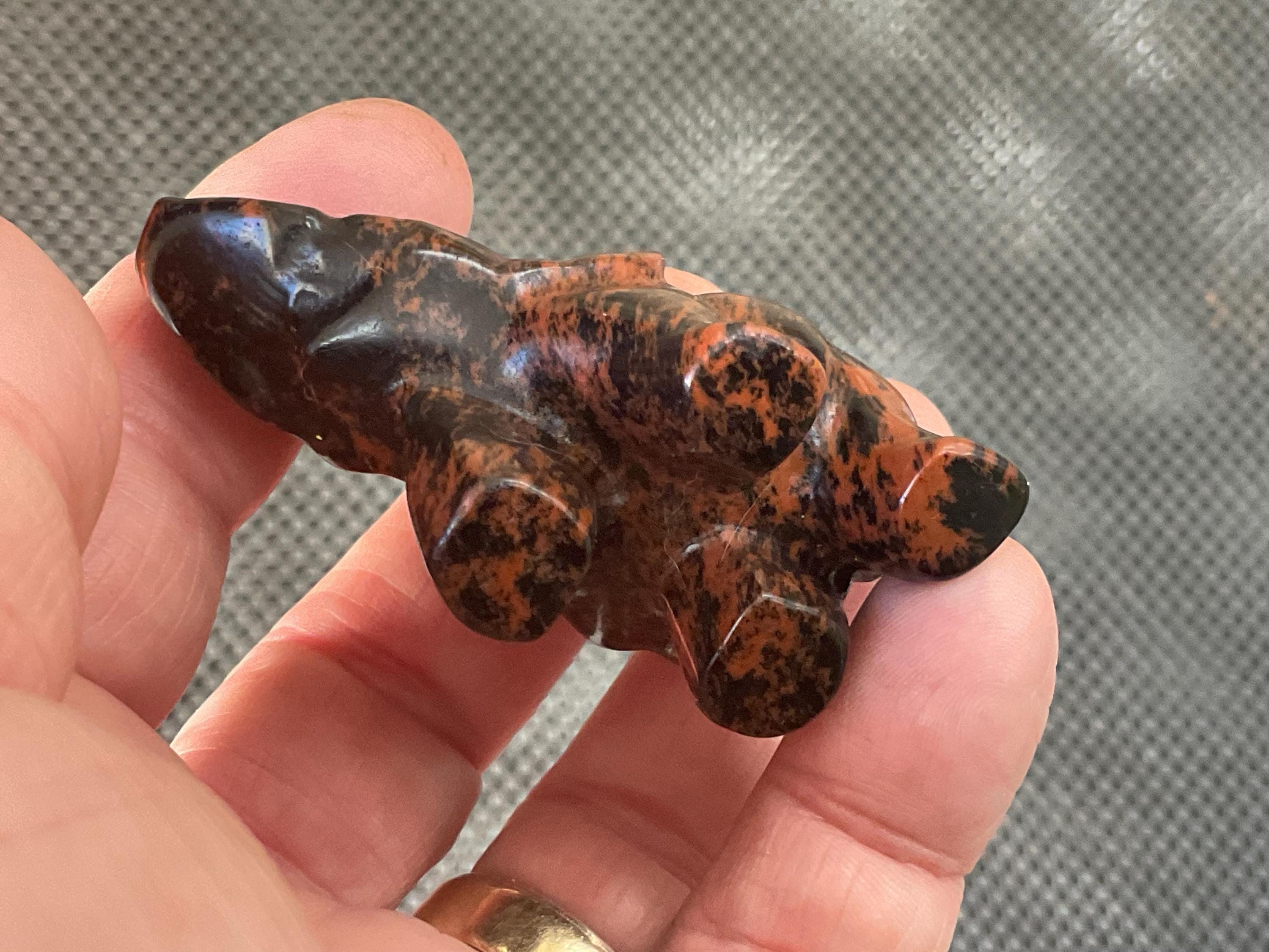 58g Mahogany Obsidian Elephant Carving C