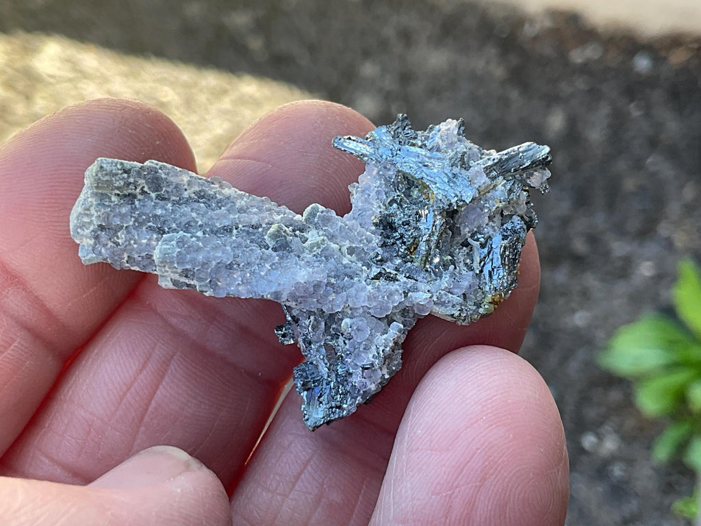 10g Fluorite on Stibnite Specimen 1B from Jiangxi, China