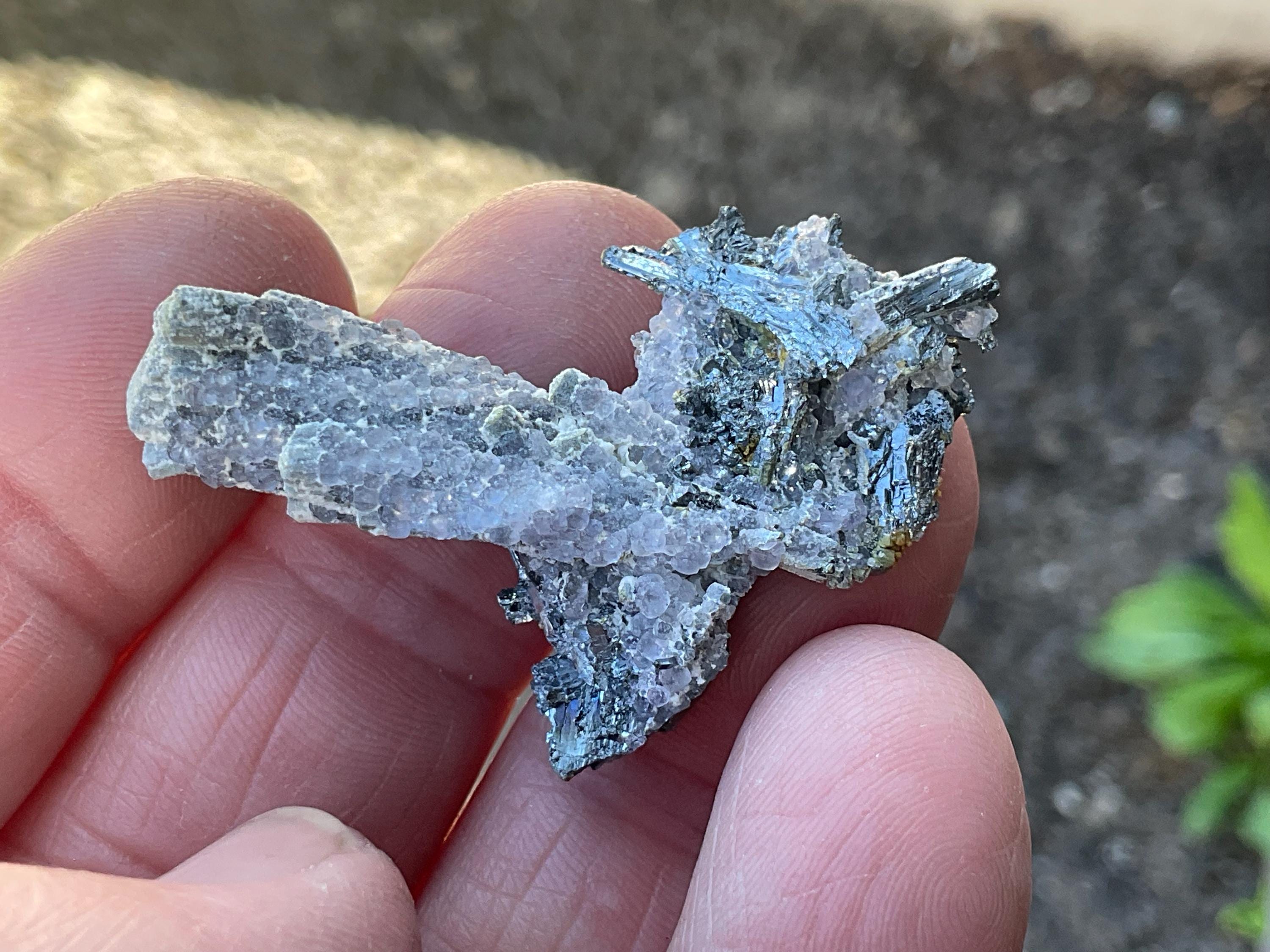 10g Fluorite on Stibnite Specimen 1B from Jiangxi, China