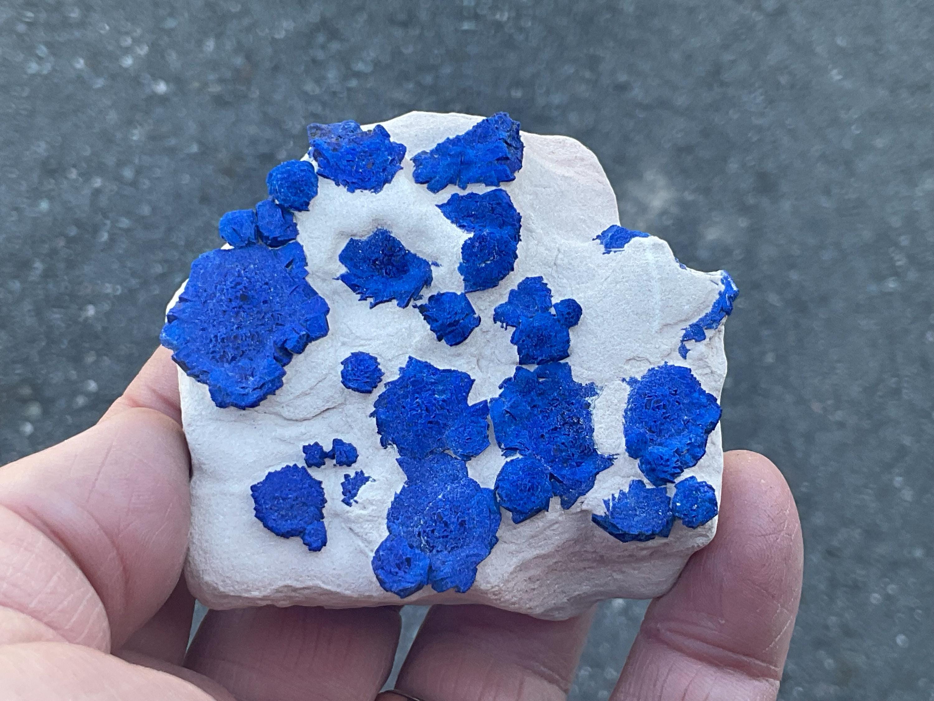 120g Azurite ‘Suns’ on Kaolinitic Matrix from Malbunka