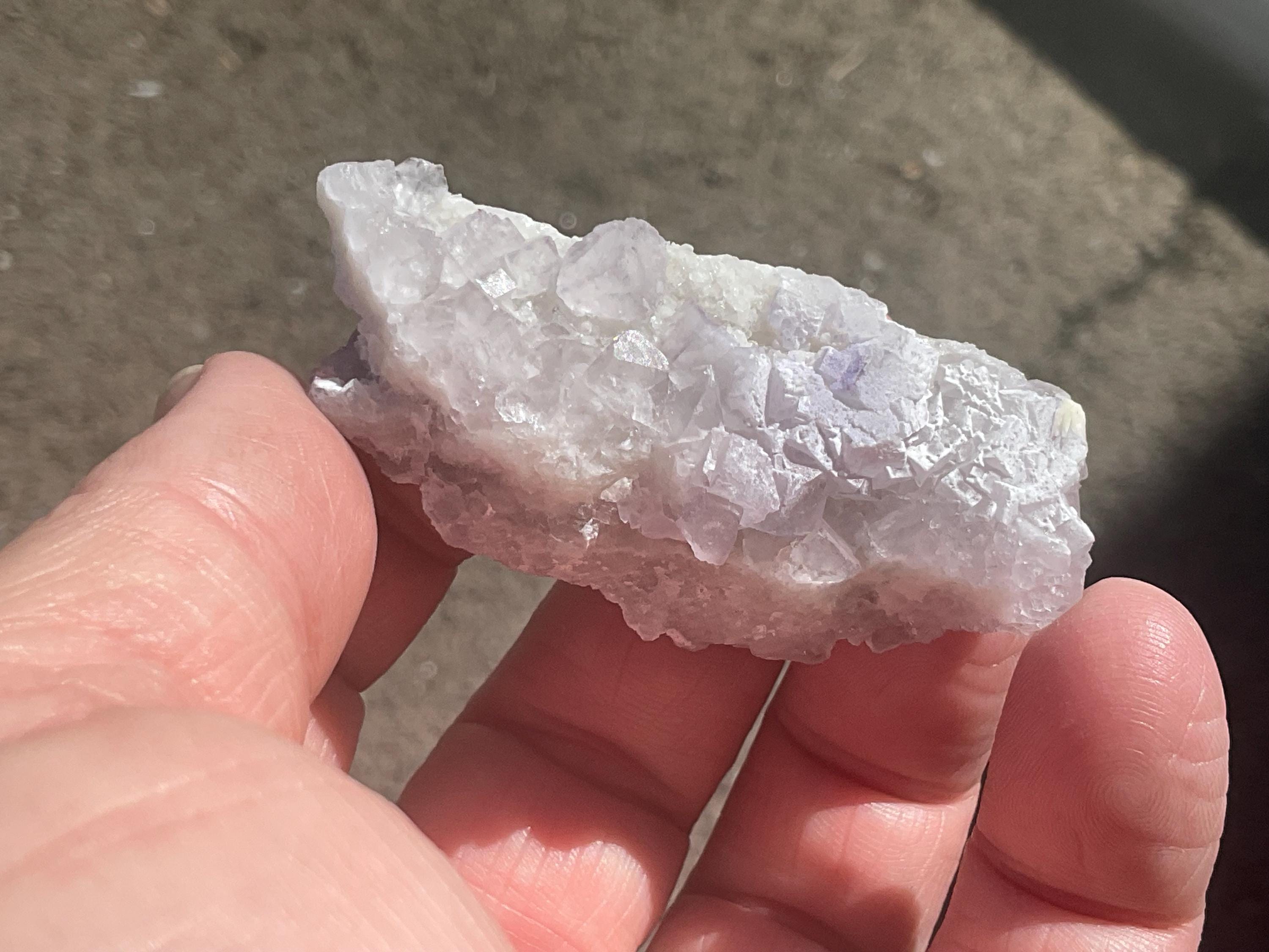 40g Lavender QR Code Fluorite Specimen 3B