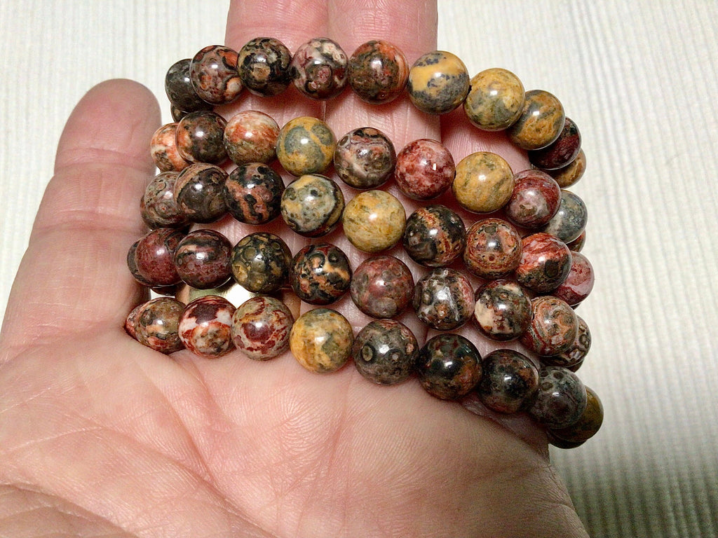 Red Leopard Skin Jasper 8mm Bead Bracelet