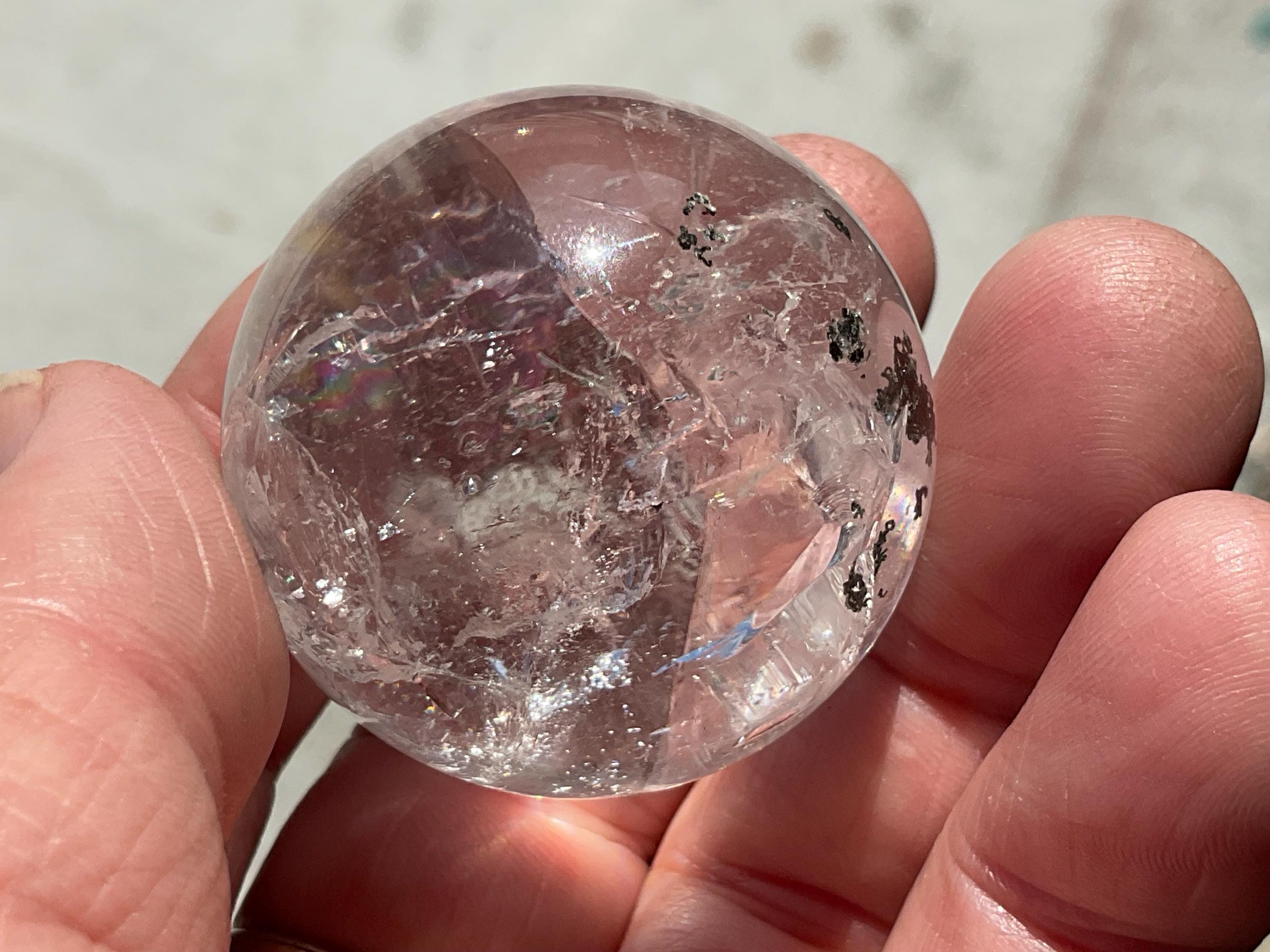 74g Clear Quartz Sphere with Rainbows 2B
