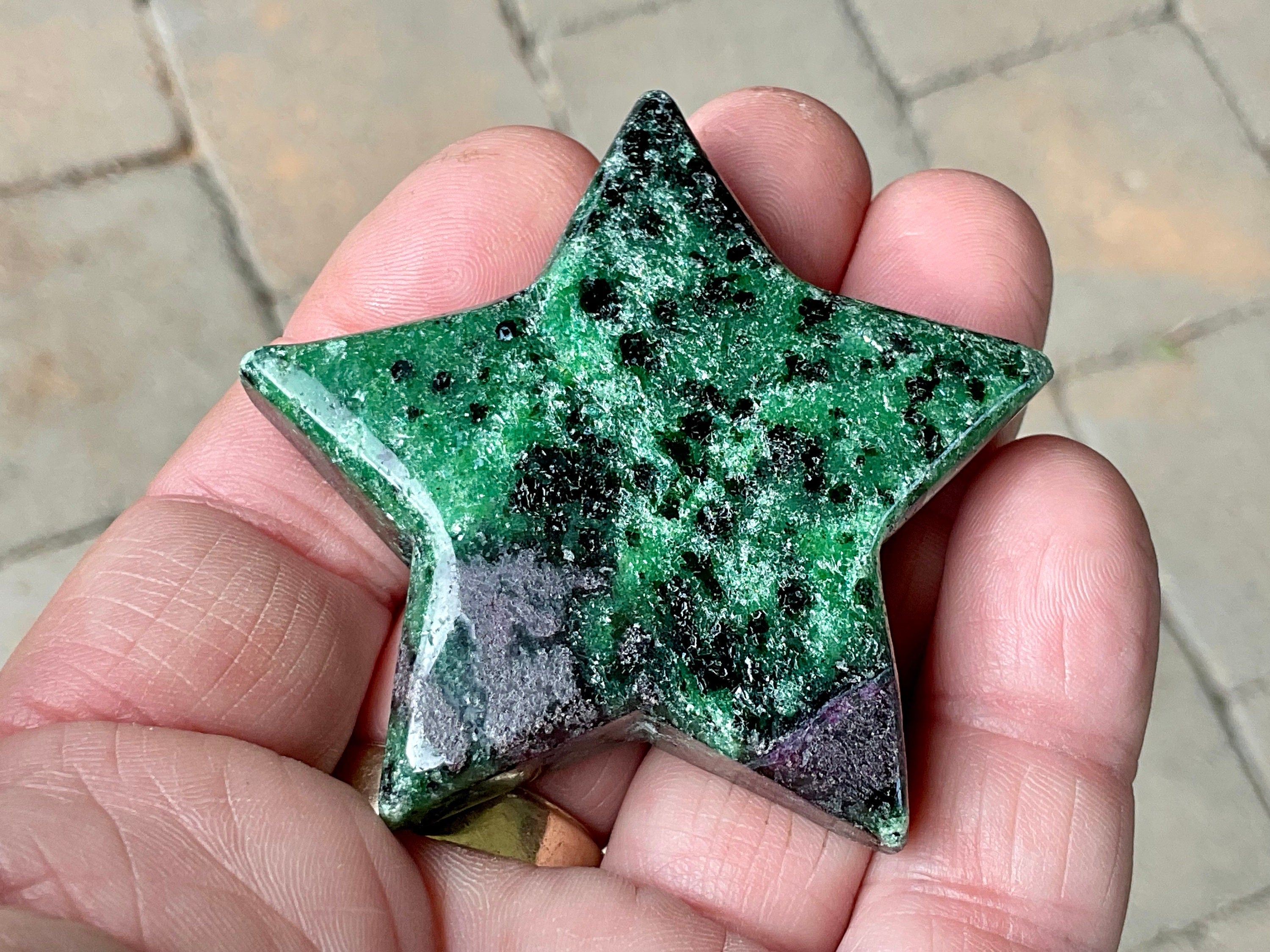 70g Ruby in Zoisite Polished Star 1B