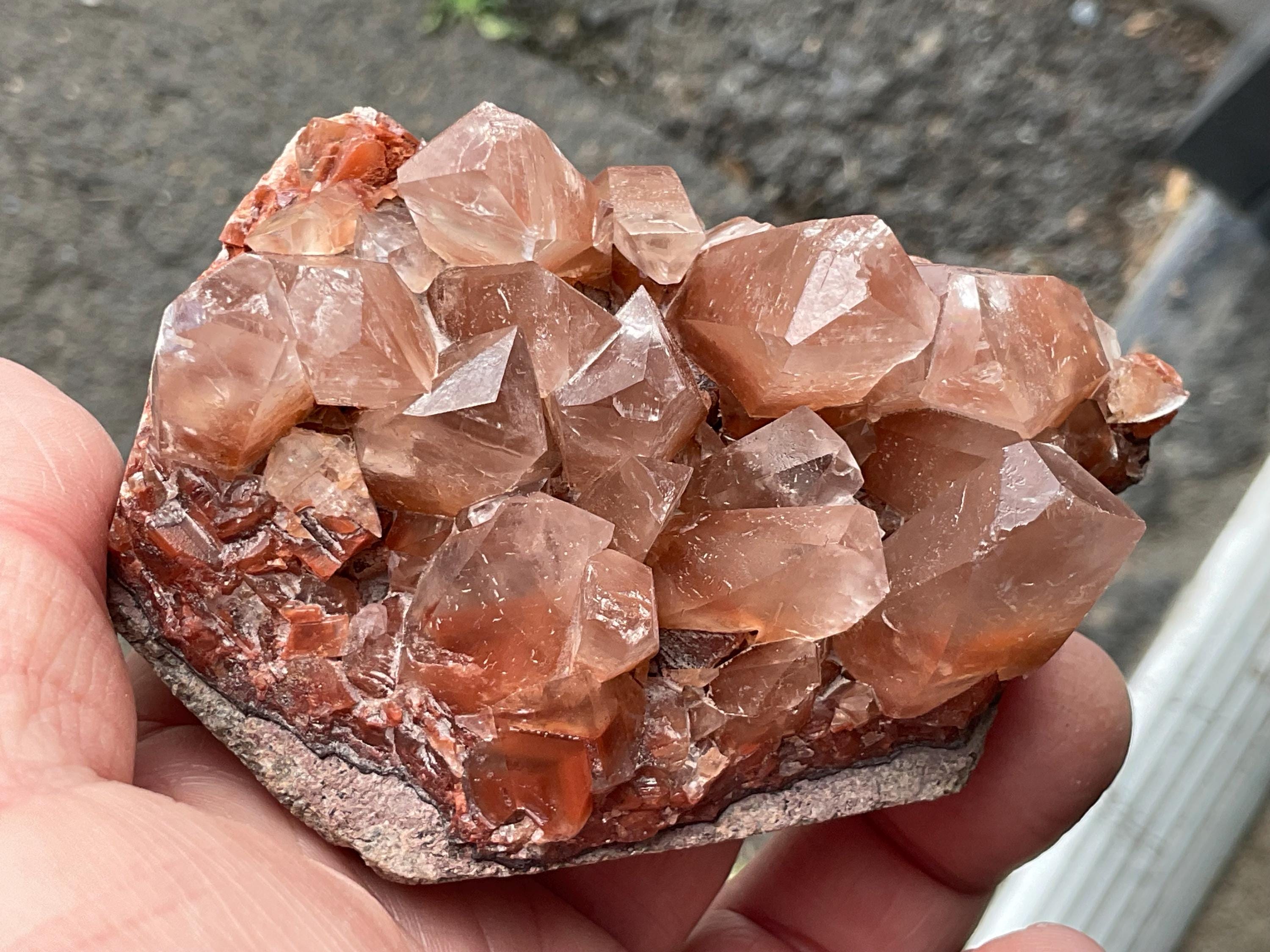 254g Blocky Calcite on Hematite Quartzite Specimen 2B from Hubei, China