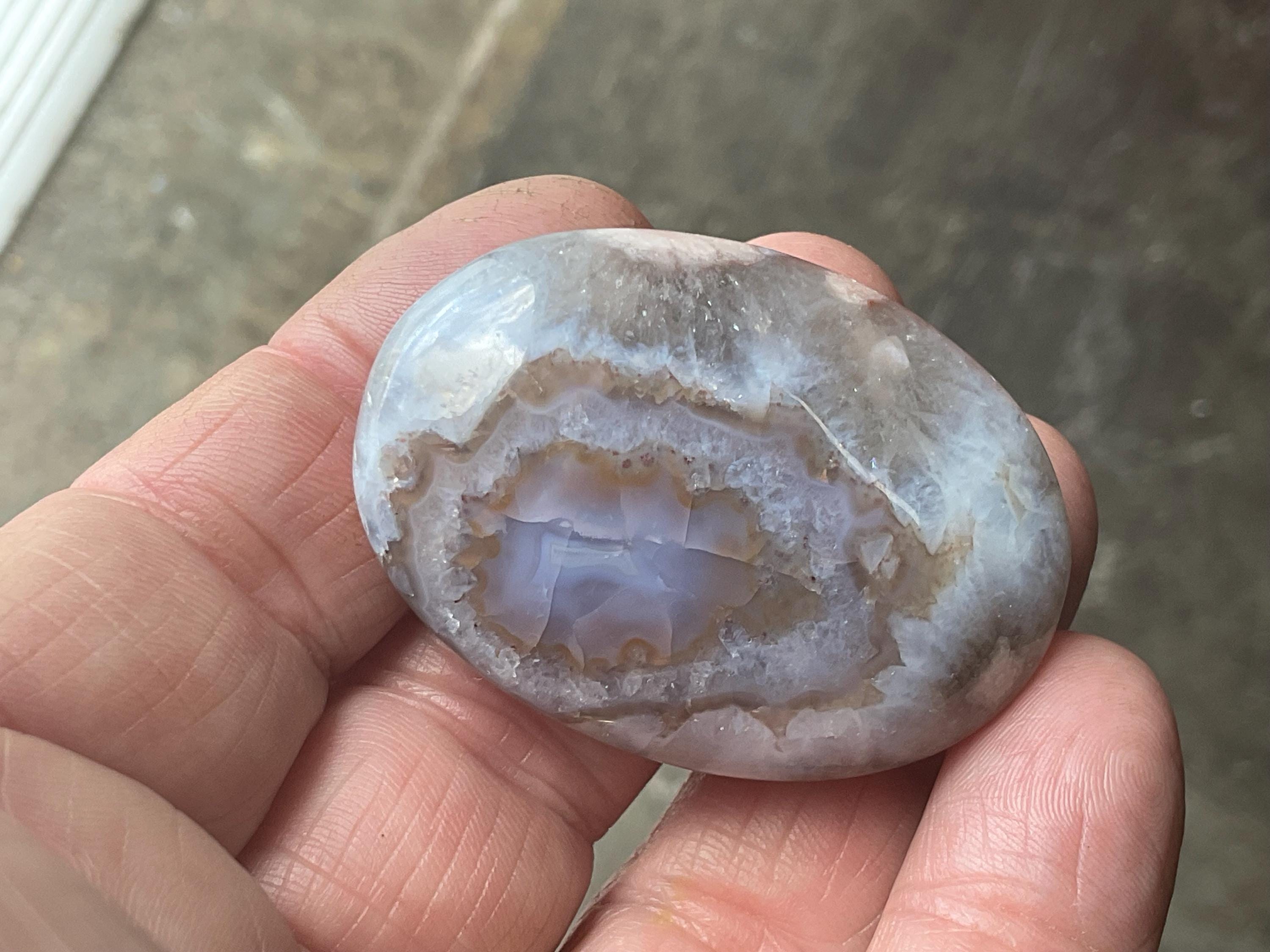 40g Blue Flower Agate Palmstone A