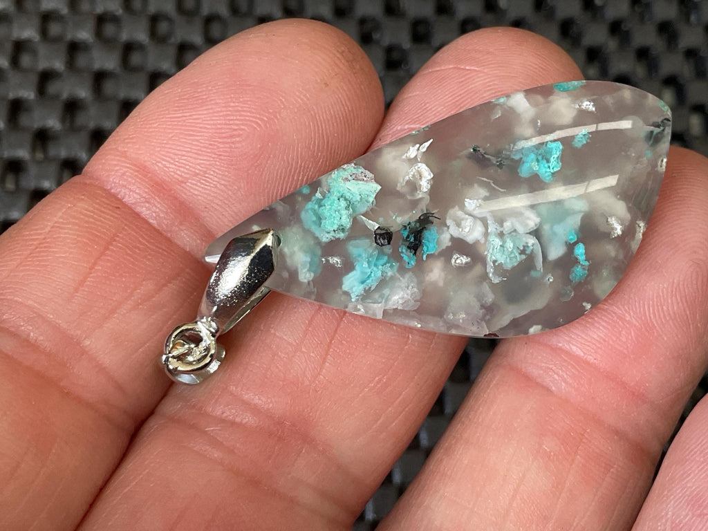 8g Natural Chrysocolla in Chalcedony Pendant 2A